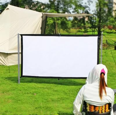 Projector Screen with Stand - 100 Inch Outdoor Projector Screen Portable Projector Screens 16:9 4K HD Outdoor Movie Screen with Carry Bag Can Enioy Home Theater Projection Screen - Customer Photo 1