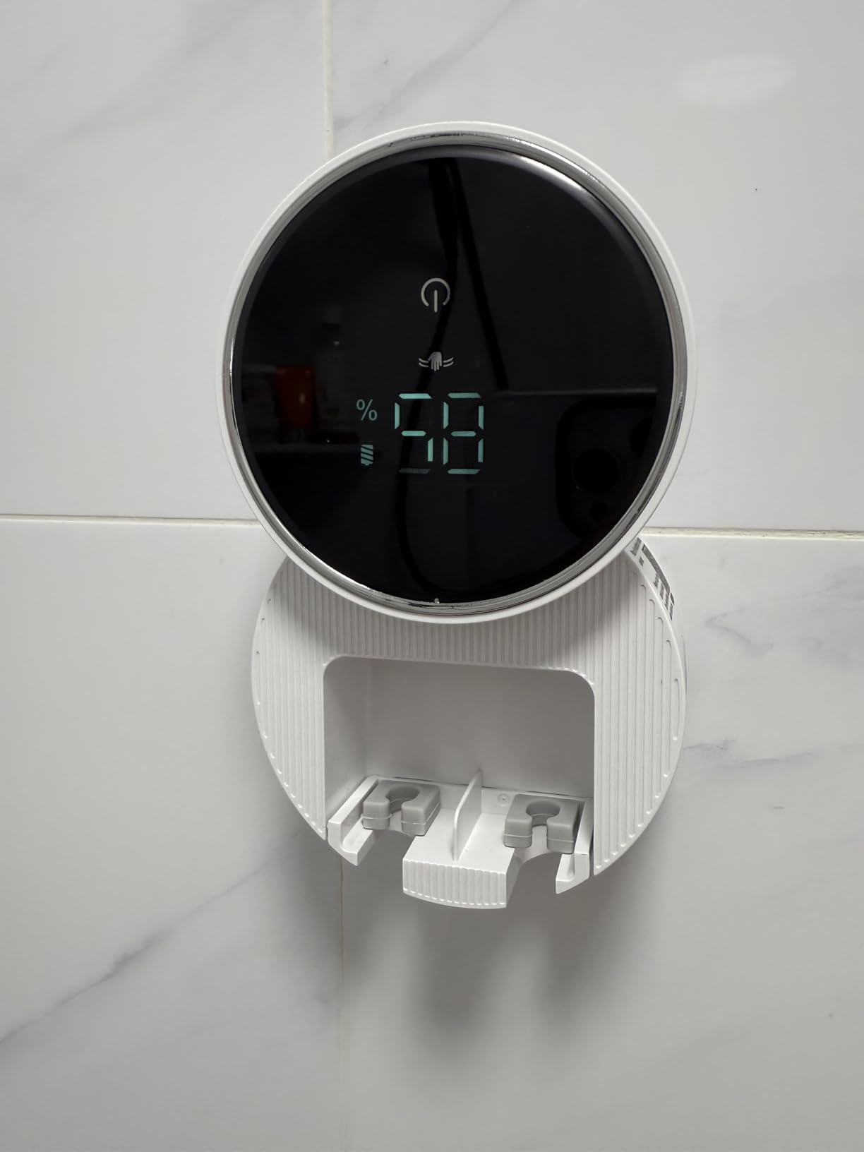 Upgraded UV Toothbrush Cleaner Holder Wall Mounted, Temracha Razor Electric Toothbrush Holder for Bathroom, LED Smart Screen, with Auto-Inductive Cover, Cleaning and 60-Degree Drying, for Home, Travel - Customer Photo 1