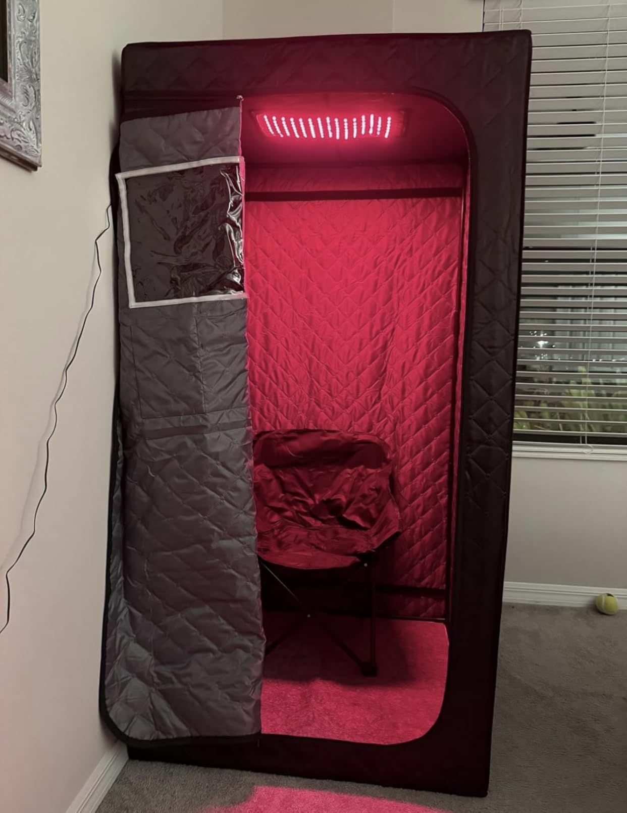 Infrared Sauna Box, Portable Steam Sauna Tent with 3L/1400W Steamer, 5-Layer Waterproof and Thermal Insulation, Folding Chair, for Home Steam Spa, Indoor & Outdoor(Black) - Customer Photo 1