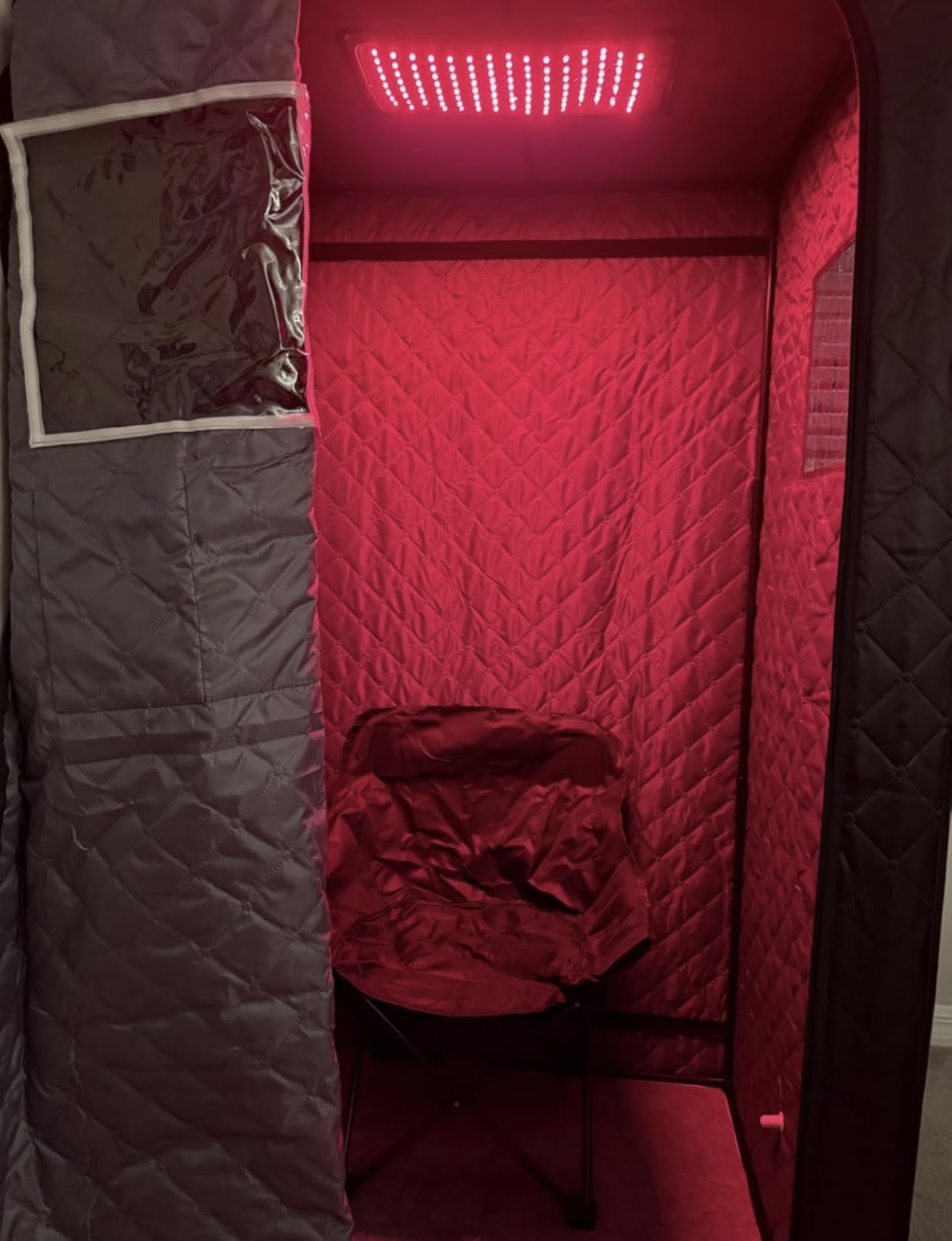 Infrared Sauna Box, Portable Steam Sauna Tent with 3L/1400W Steamer, 5-Layer Waterproof and Thermal Insulation, Folding Chair, for Home Steam Spa, Indoor & Outdoor(Black) - Customer Photo 1