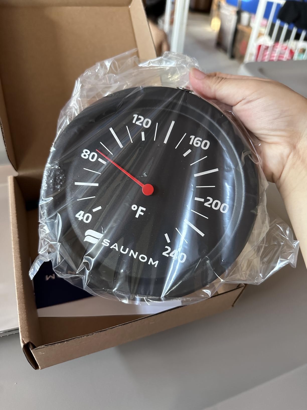 Premium Aluminum Rounded Sauna Thermometer - Large Numbers, Durable and Long Lasting Easy to Install Fahrenheit - Customer Photo 1