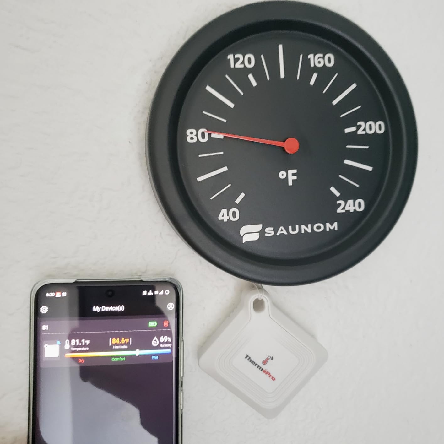 Premium Aluminum Rounded Sauna Thermometer - Large Numbers, Durable and Long Lasting Easy to Install Fahrenheit - Customer Photo 2