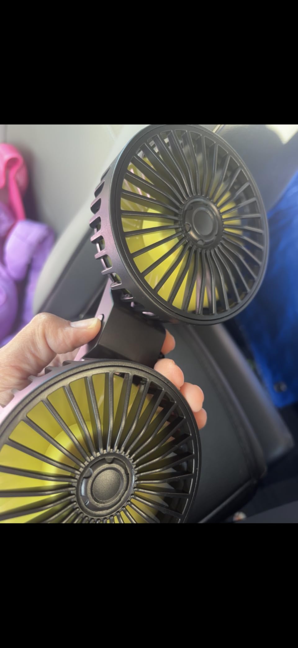 Triple-Head Fan for Car, Portable AC for Car with 360° Rotation Cigarette Lighter Plug for Car RV and SUVs - Customer Photo 1