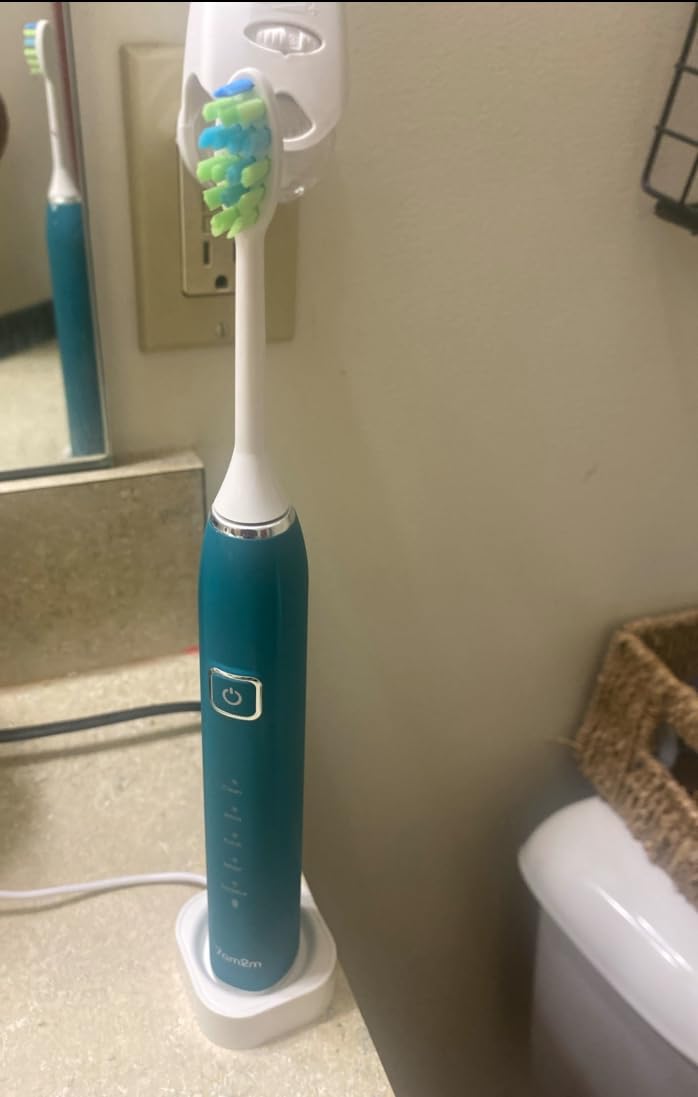 7AM2M Sonic Electric Toothbrush with 6 Brush Heads for Adults&Kids, One Charge for 120 Days, Wireless Fast Charge, 5 Modes, 40000VPM Powered Toothbrush, 2 Minutes Built in Smart Timer -Pink - Customer Photo 1