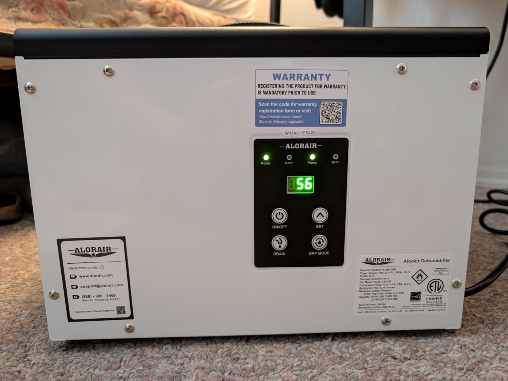 ALORAIR Wi-Fi Crawl Space and Basement Dehumidifier, 70 Pint with Pump, Auto-Defrost, Covers Up to 1000 Sq Ft, Memory Start, cETL Listed, Commercial Grade - Customer Photo 1