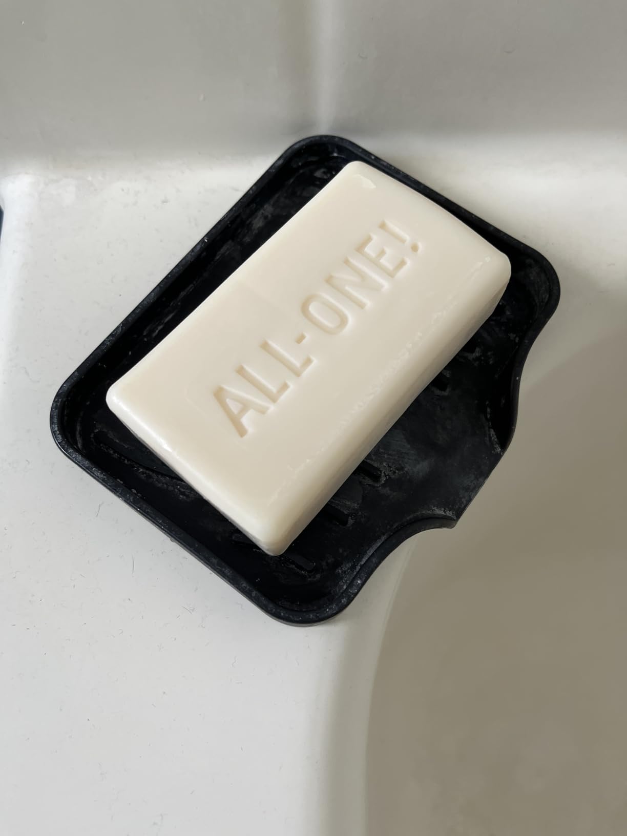 2 Pack Silicone Soap Dish with Drain, Bar Soap Holder for Shower,Bathroom and Kitchen Sink Organizer,Self Draining Waterfall Soap Tray (Black) - Customer Photo 1