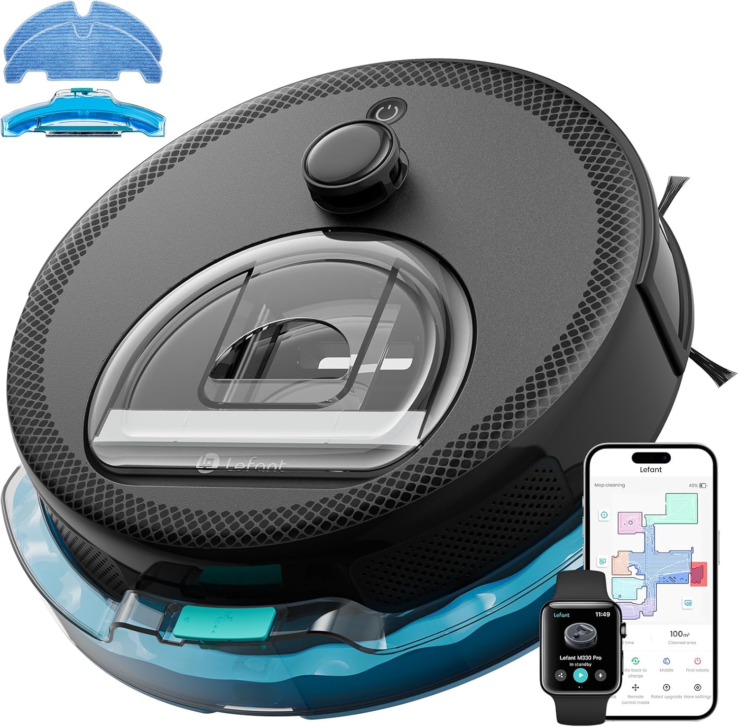 Lefant LiDAR Robot Vacuum and Mop, 450ml Visible Dustbin, Upgraded 190° PSD Obstacle Avoidance, Customized Cleaning, Multi-Floor Mapping, 150 Mins Runtime, 2.4G/5G WiFi, Pet Hair & Carpets, M330 Pro customer photo 1