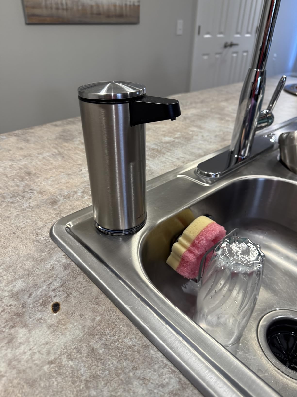 AIKE SensePro Automatic Soap Dispenser Type-C Rechargeable, Brushed Stainless Steel Finish 12.8 fl.oz. for Liquid Soap - Customer Photo 1