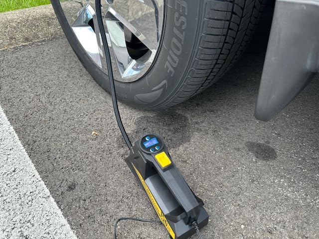 FLYKID Tire Inflator Portable Air Compressor - DC 12V Air Pump for Car Tires with 150PSI LCD Digital Gauge & Emergency LED Light,Auto Tire Pump for Cars,Motorcycles,Bikes,Balls (Large) - Customer Photo 1