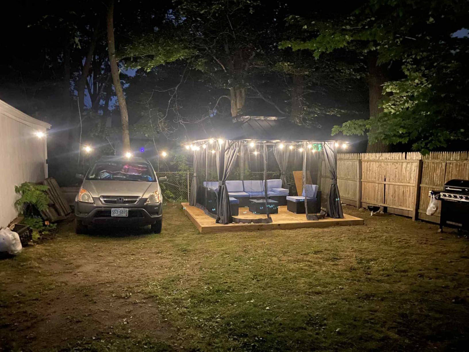 12' x 12' Hardtop Gazebo, Aluminum Frame with Double Galvanized Steel Roof, Outdoor Metal Gazebo with Netting & Curtains for Backyard, Garden, or Deck, Grey - Customer Photo 1