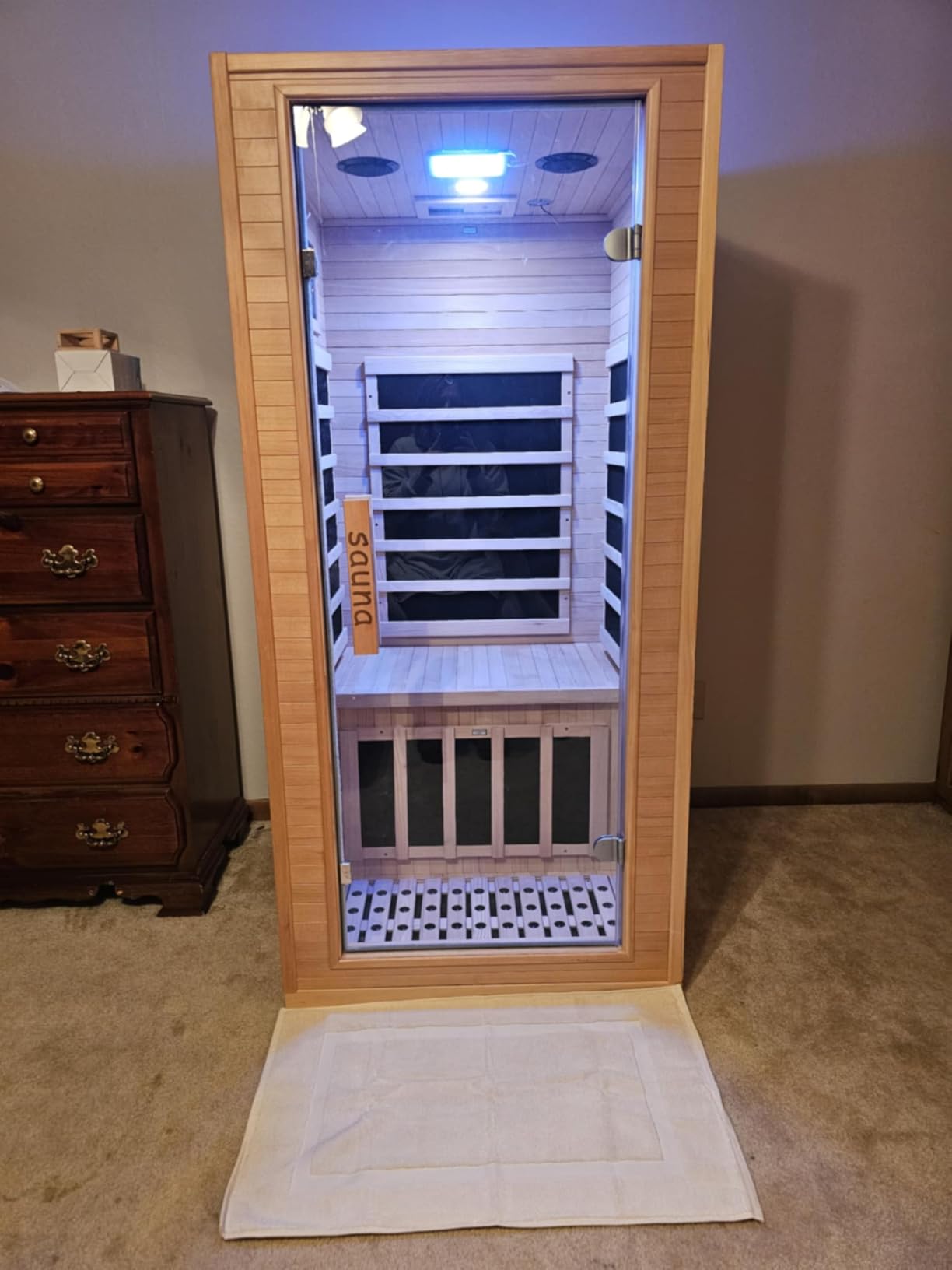 1350W Far Infrared Home Sauna, Energy-Efficient Fast-Heating Indoor Sauna Room with Bluetooth & 7-Color Therapy - Customer Photo 2