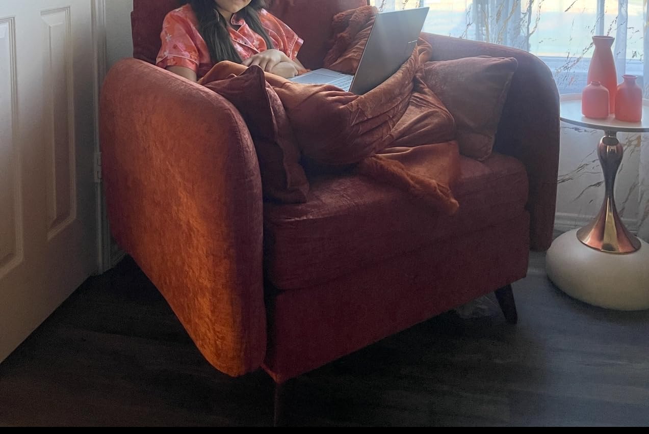 Oversized Accent Chair with All Seats Storage,Comfy Living Room Chairs with 2 Throw Pillow,Upholstered Mid-Century Armchair,24.5'' Deep Seat,Reading Chair for Bedroom,Office,Chenille,Green - Customer Photo 1
