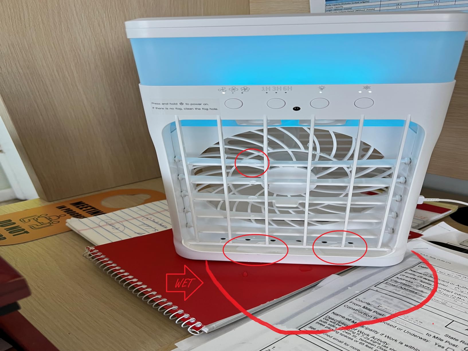 Portable Air Conditioner, Cooling Fan with 3 Speeds & 3 Modes, Evaporative Mini Air Conditioner Fan with Remote for Home/Office, Night Light, 1500 ml - Customer Photo 2
