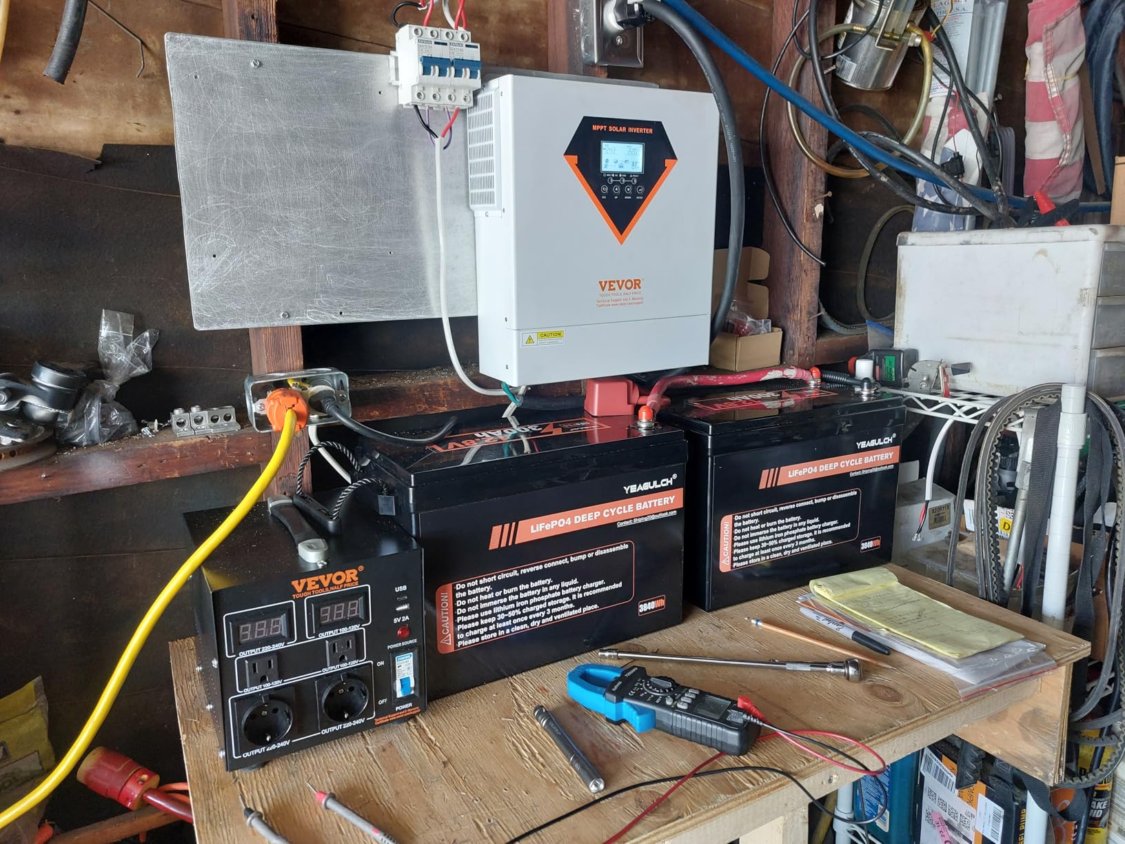 VEVOR Hybrid Solar Inverter, 3000W, All in One Pure Sine Wave Power Inverter Charger, 24V DC to 110/120V AC, with Built-in 100A MPPT Solar Controller, for Off-Grid System Lead Acid Lithium Battery - Customer Photo 1