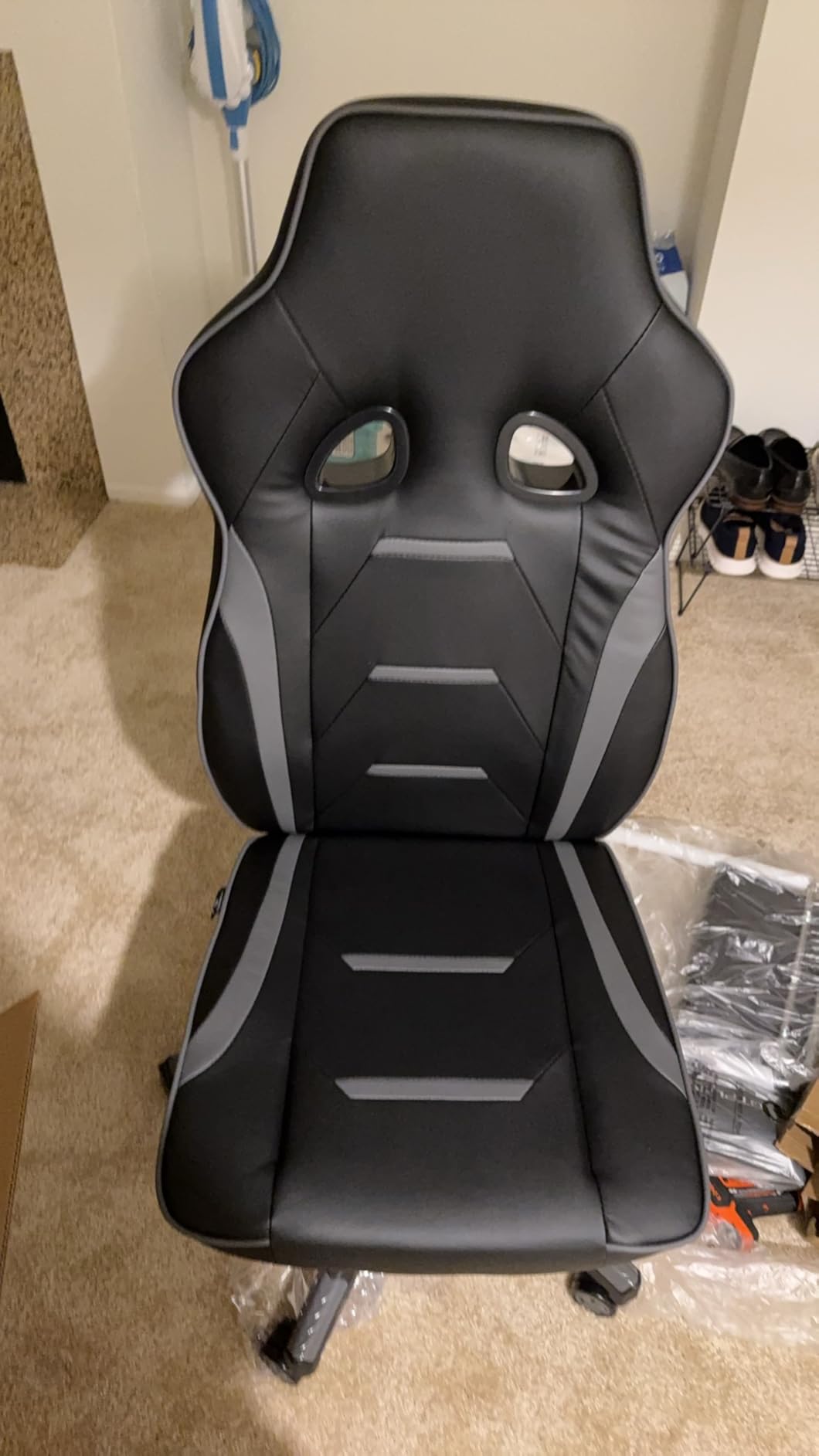 GTPLAYER Gaming Chair with Footrest, Big and Tall Computer Game Chair 350lb Racing Style, Ergonomic High Back Lumbar Support and Recliner, Moon Gray - Customer Photo 5
