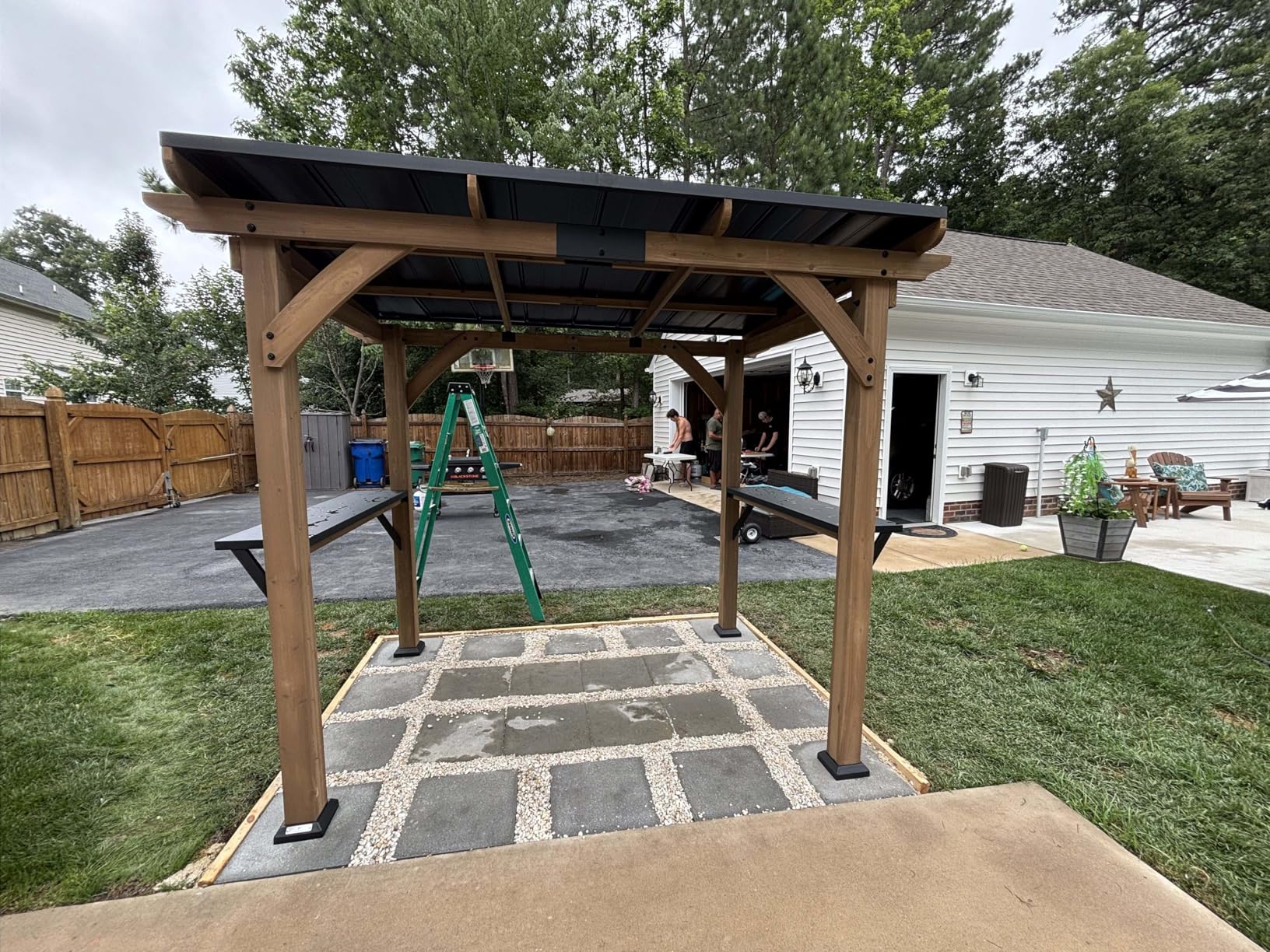 Modern Shade Supreme Cedar Wood Gazebo 10' x 12' with Hardtop Slope Roof, Wooden Grill Gazebo with Durable and Rot-Resistant, Supports Snow Loads and High Wind Speeds, Ideal for Backyard, Deck, Garden - Customer Photo 1