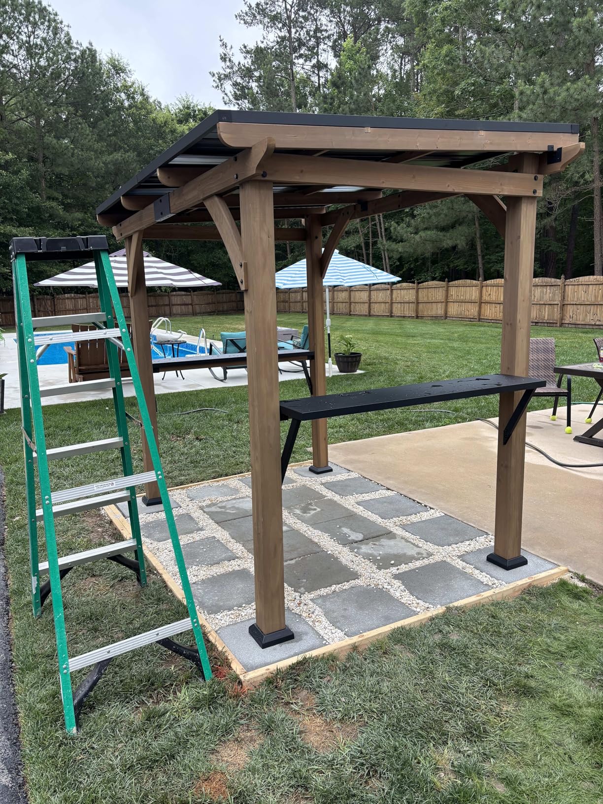 Modern Shade Supreme Cedar Wood Gazebo 10' x 12' with Hardtop Slope Roof, Wooden Grill Gazebo with Durable and Rot-Resistant, Supports Snow Loads and High Wind Speeds, Ideal for Backyard, Deck, Garden - Customer Photo 2