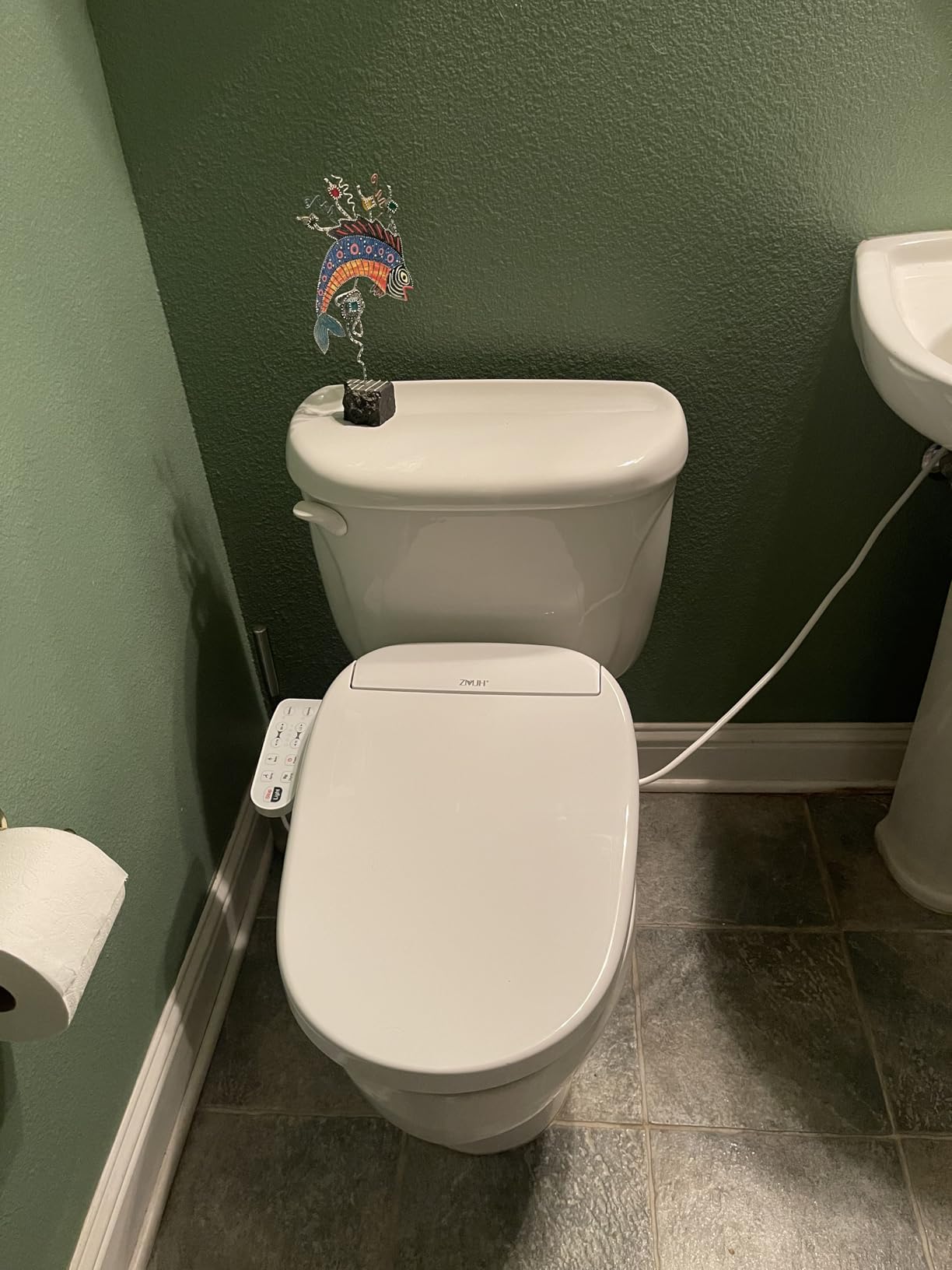 ZMJH 236 Smart Bidet Toilet Seat Elongated - Endless Warm Water, Heated Seat & Vortex Wash, Dual Front/Rear Cleaning, Warm Air Dryer, LED Night Light, Electric-Powered (Elongated) - Customer Photo 1