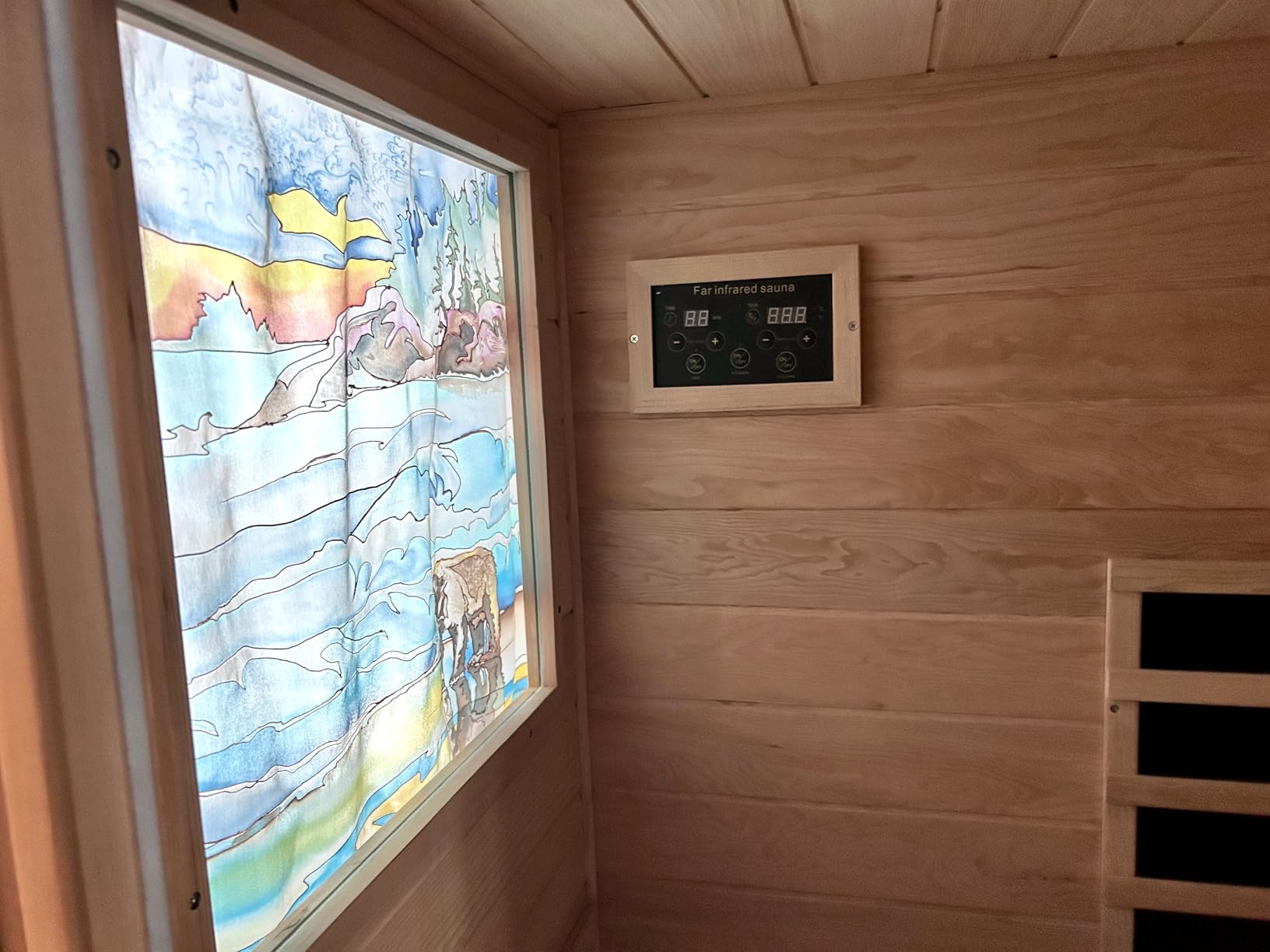 LTCCDSS Sauna, Far Infrared Saunas for Home, Wood Sauna 2 Person 1500W/120V Low Emf Indoor Sauna Room with Tempered Glass Door/Bluetooth Speakers/2 LED Lights - 43.2 * 38.3 * 73 inch - Customer Photo 1