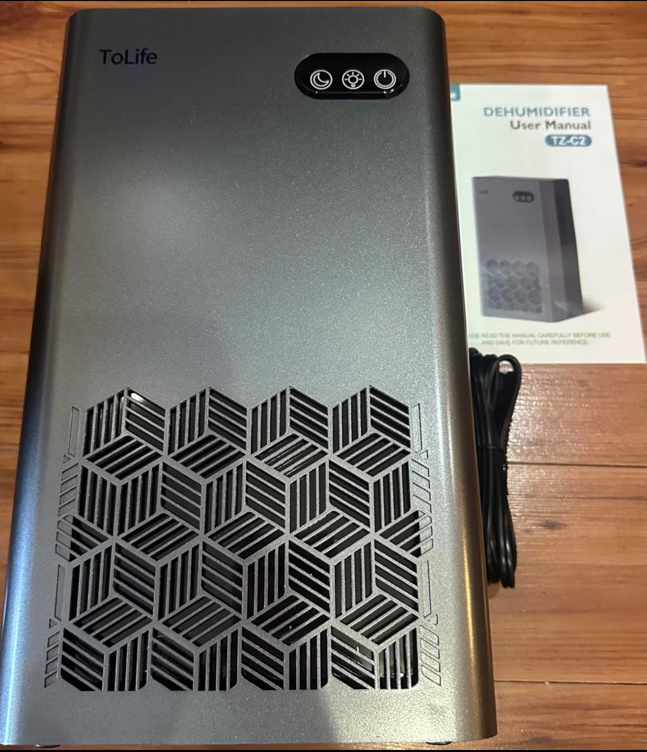 ToLife Dehumidifier for Home 95 OZ Water Tank, 1000 sq.ft Dehumidifiers for Basement Bedroom Bathroom with Auto Shut Off 7 Colors LED Light,Grey - Customer Photo 3