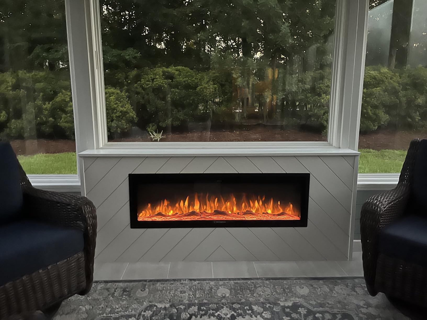 Westinghouse 60 Inch Electric Fireplace Heater, Compatible with Alexa & Google Home, Wall Mount or in-Wall Recessed Fireplace Insert, 24 Hour Timer, Color Changing Flames, 750W/1500W Indoor Heater - Customer Photo 1
