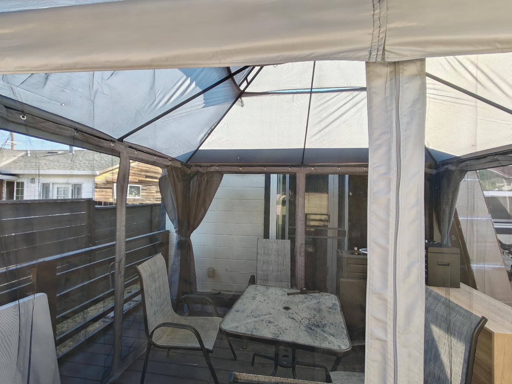 AOXUN Outdoor Gazebo for Patio 10x12, Metal Frame Canopy with Double Roofs, Heavy Duty Party Tent and Shelter with Mosquito Netting and Privacy Screen for Backyard, Lawn, Garden, Deck - Customer Photo 1