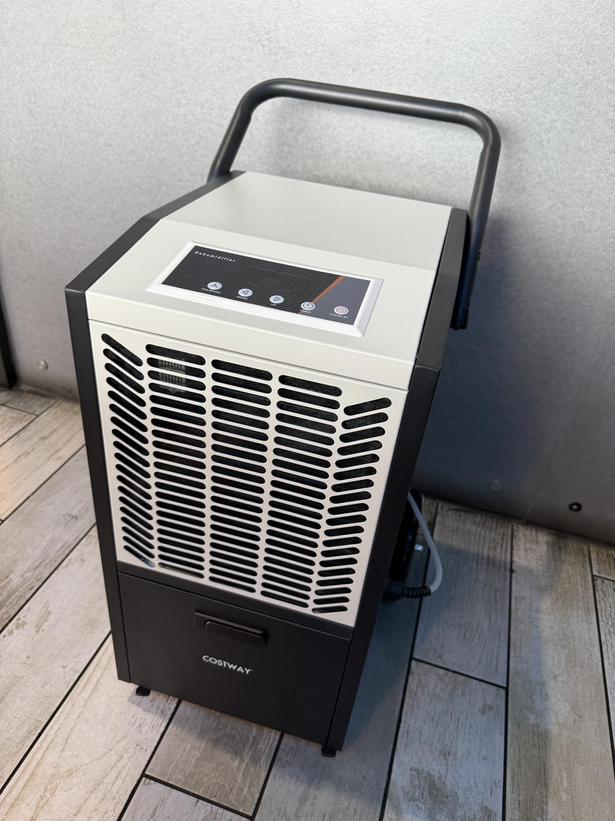 COSTWAY 163 Pints Commercial Dehumidifier, 4500 Sq.Ft Crawl Space Dehumidifier with Pump & Drain Hose, 24H Timer, for Basement, Warehouse, Job Site (White) - Customer Photo 1