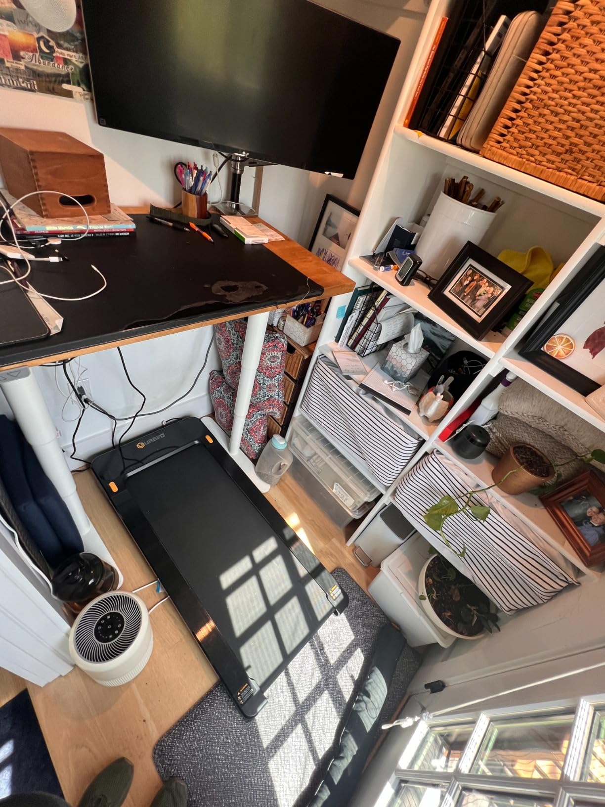UREVO Walking Pad, Portable Under Desk Treadmill, 2.5 HP Walking Treadmill Pad for Home and Office, Walking Jogging Running Machine with Remote Control and LED Display - Customer Photo 2
