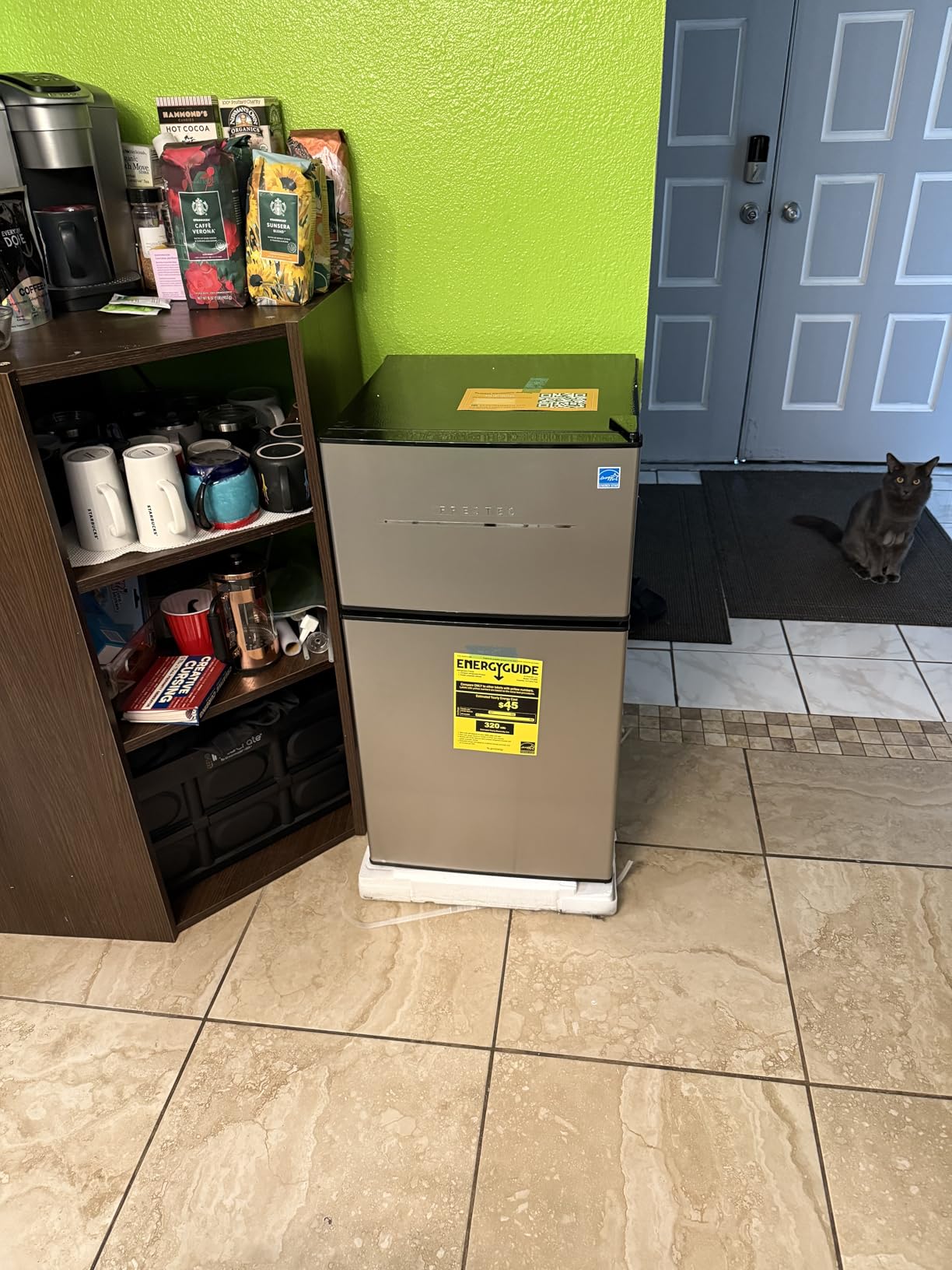 Frestec Mini Fridge with Freezer 3.2 Cu.Ft. 2 Door Refrigerator and Freezer Small Fridge for Bedroom Home Office Dorm, Small Drink Chiller, 37 dB Low Noise, Stainless Steel Customer Review Frestec Mini Fridge with Freezer 3.2 Cu.Ft. 2 Door Refrigerator and Freezer Small Fridge for Bedroom Home Office Dorm, Small Drink Chiller, 37 dB Low Noise, Stainless Steel - Customer Photo 1