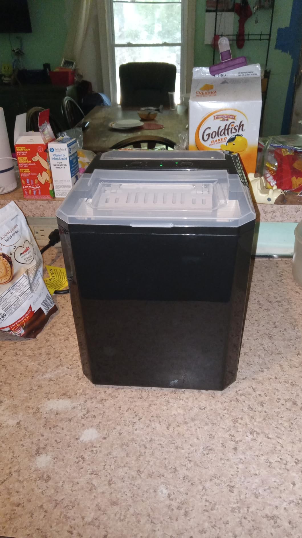 Sweetcrispy Countertop Ice Maker, Portable Ice Machine Self-Cleaning, 9 Cubes in 6 Mins, 26 lbs/24Hrs, 2 Sizes of Bullet Ice for Home Party Office,Elegant Black - Customer Photo 2
