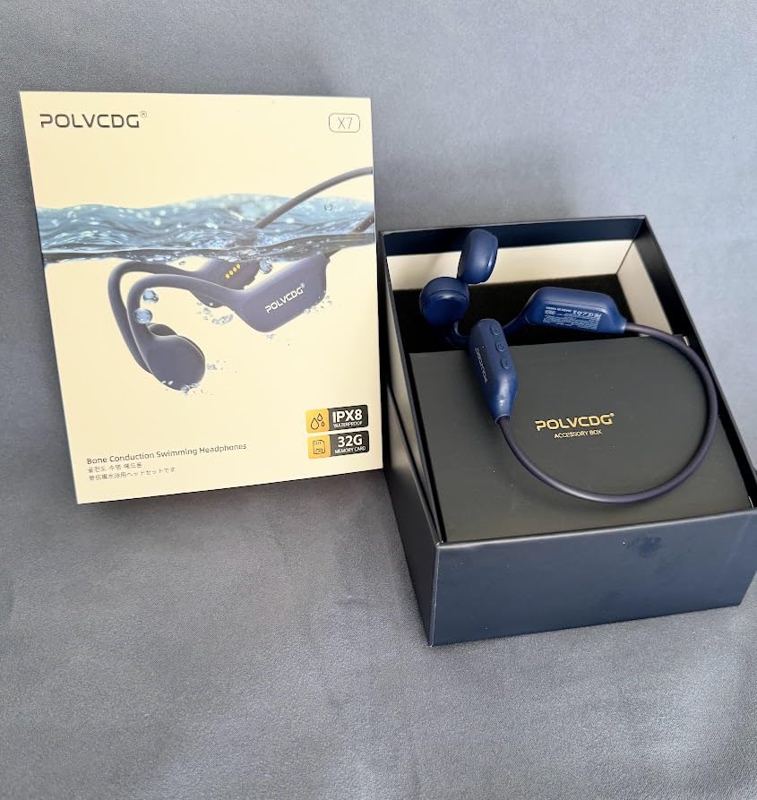 Swimming Headphones,IPX8 Waterproof Bone Conduction Headphones,32GB Memory Open Ear Headphones with Mic,Wireless Bluetooth Earphones Underwater Sport Earbuds for Workout Running Cycling Gift - Customer Photo 2