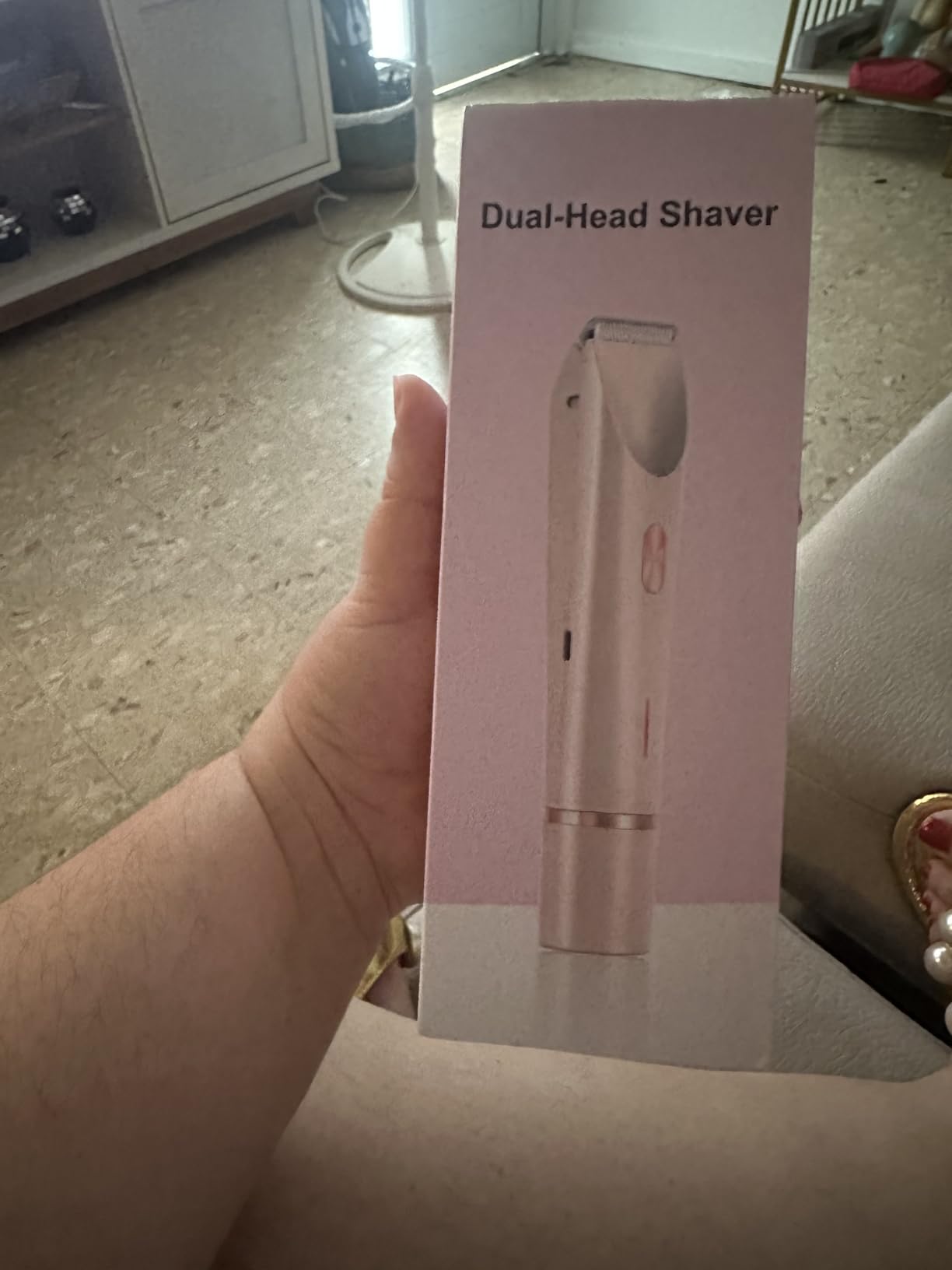 Bikini Trimmer for Women Electric Razors for Women, Double Head Dual Purpose, IPX7 Waterproof Hair Razor, Ceramic Blade Hair Trimmer Wet & Dry Use, Painless Electric Shaver for Facial and Body (White) - Customer Photo 1