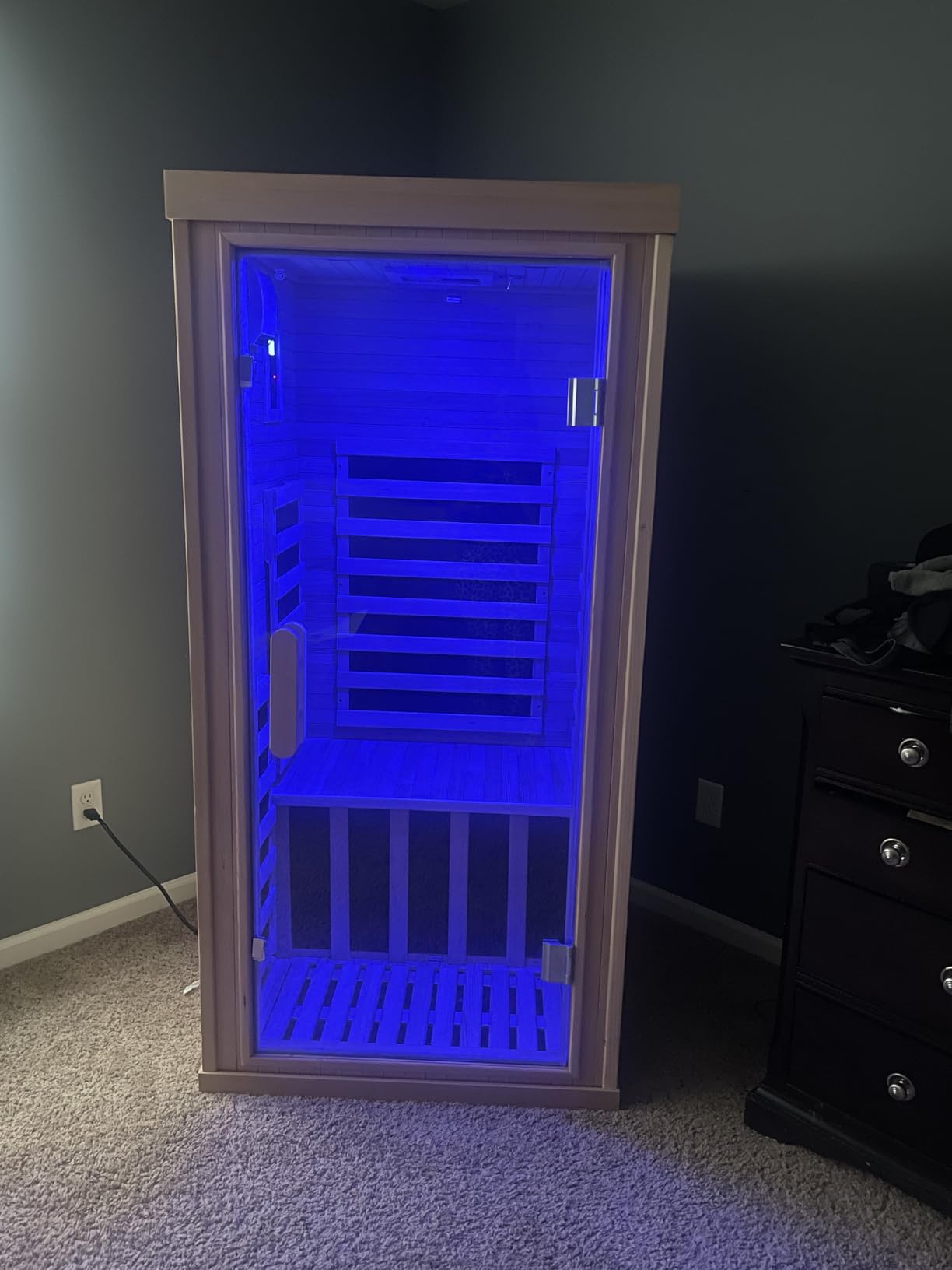 Albott Infrared Sauna 2 Person, Infrared Saunas for Home, Low EMF 1463W/110V Hemlock Wood Dry Sauna with Tourmaline Foot Warmer, 7-Color Light Therapy, Salt Crystal Bricks, 47.2