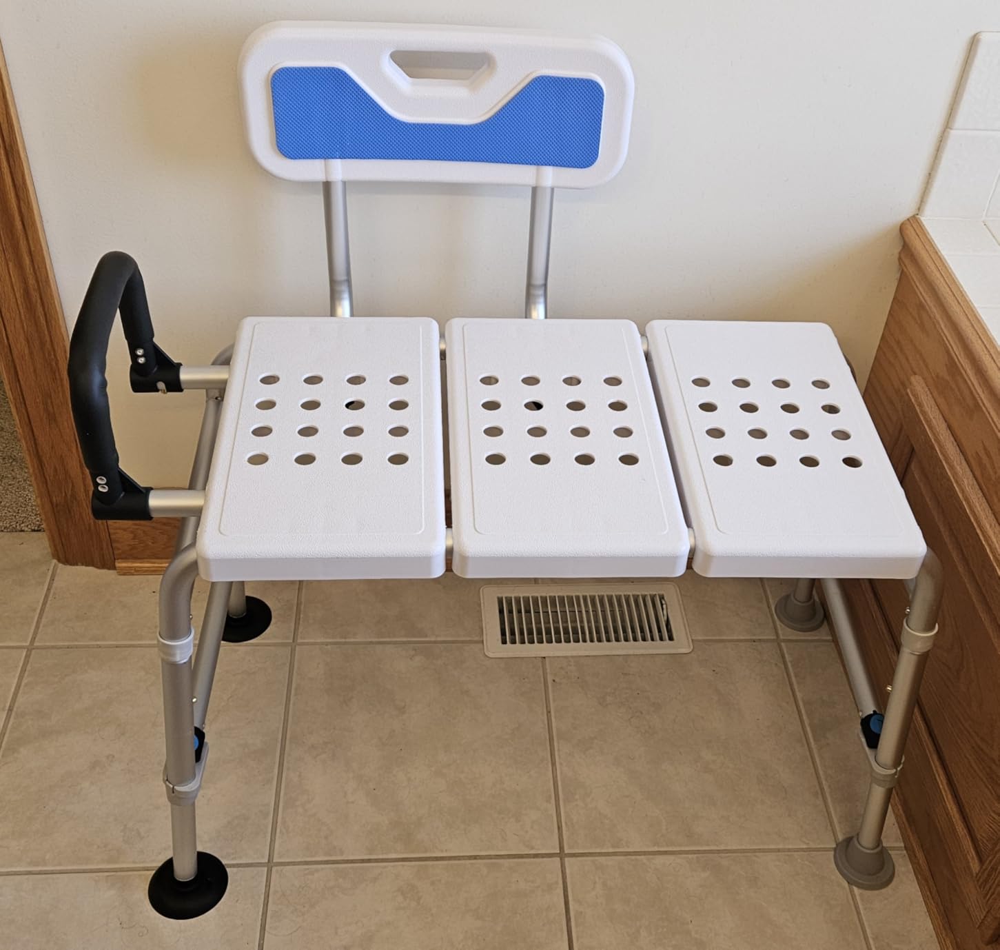 Heavy Duty Bath and Shower Bench with Adjustable Height and Reversible backrest - Handicap Shower Chair for Elderly and Disabled, Sliding Shower Chair, Bathtub Chair for Inside tub - Customer Photo 2