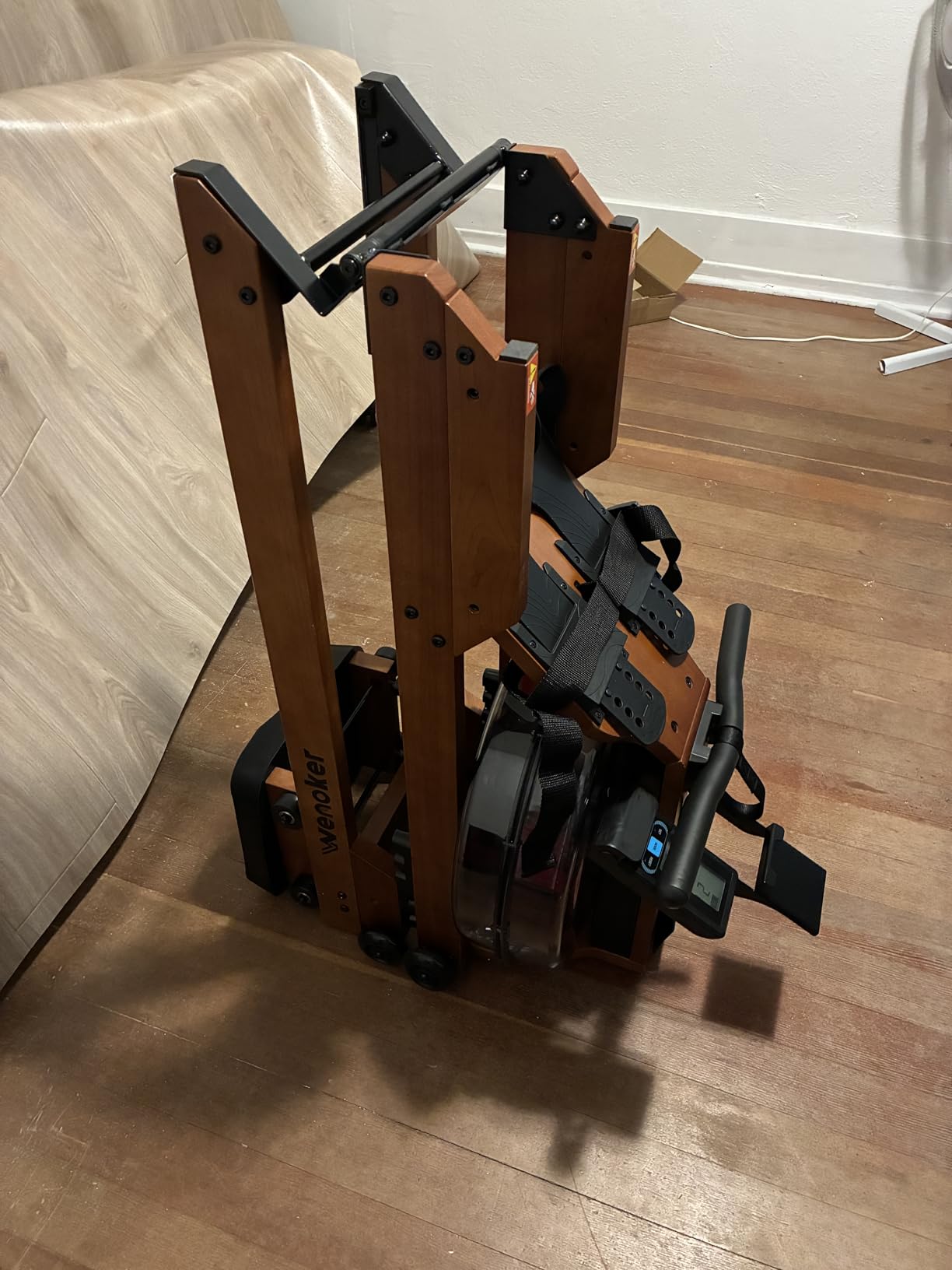 WENOKER Water Rowing Machine for Home Use - Wooden Foldable Rower Machine with Adjustable Monitor & Bluetooth APP, Large Water Tank & Comfortable Seat for Immersive Water Rower, 350LBS Weight Capacity - Customer Photo 2