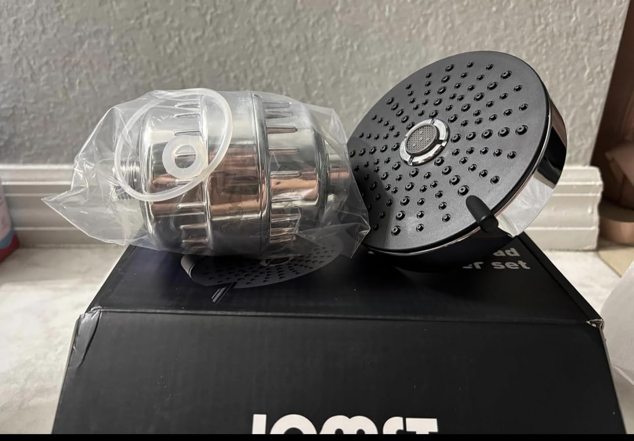 Shower Head ＆ Filter COMBO ! Anti - Chlorine Specialty - 3 Gears' Boosting Pressure with 25 Stage Filtration - Removes 99.945% Chlorine & Heavy Metals for Healthier Skin/Hair - Chrome Shower Head - Customer Photo 1