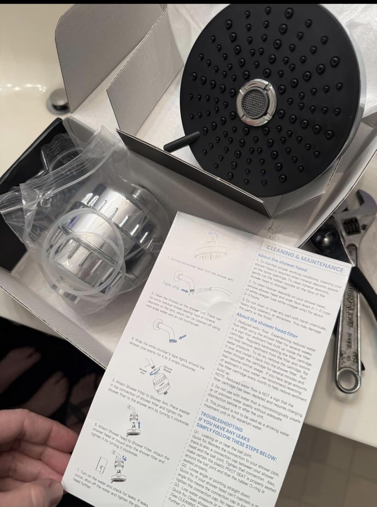 Shower Head ＆ Filter COMBO ! Anti - Chlorine Specialty - 3 Gears' Boosting Pressure with 25 Stage Filtration - Removes 99.945% Chlorine & Heavy Metals for Healthier Skin/Hair - Chrome Shower Head - Customer Photo 2