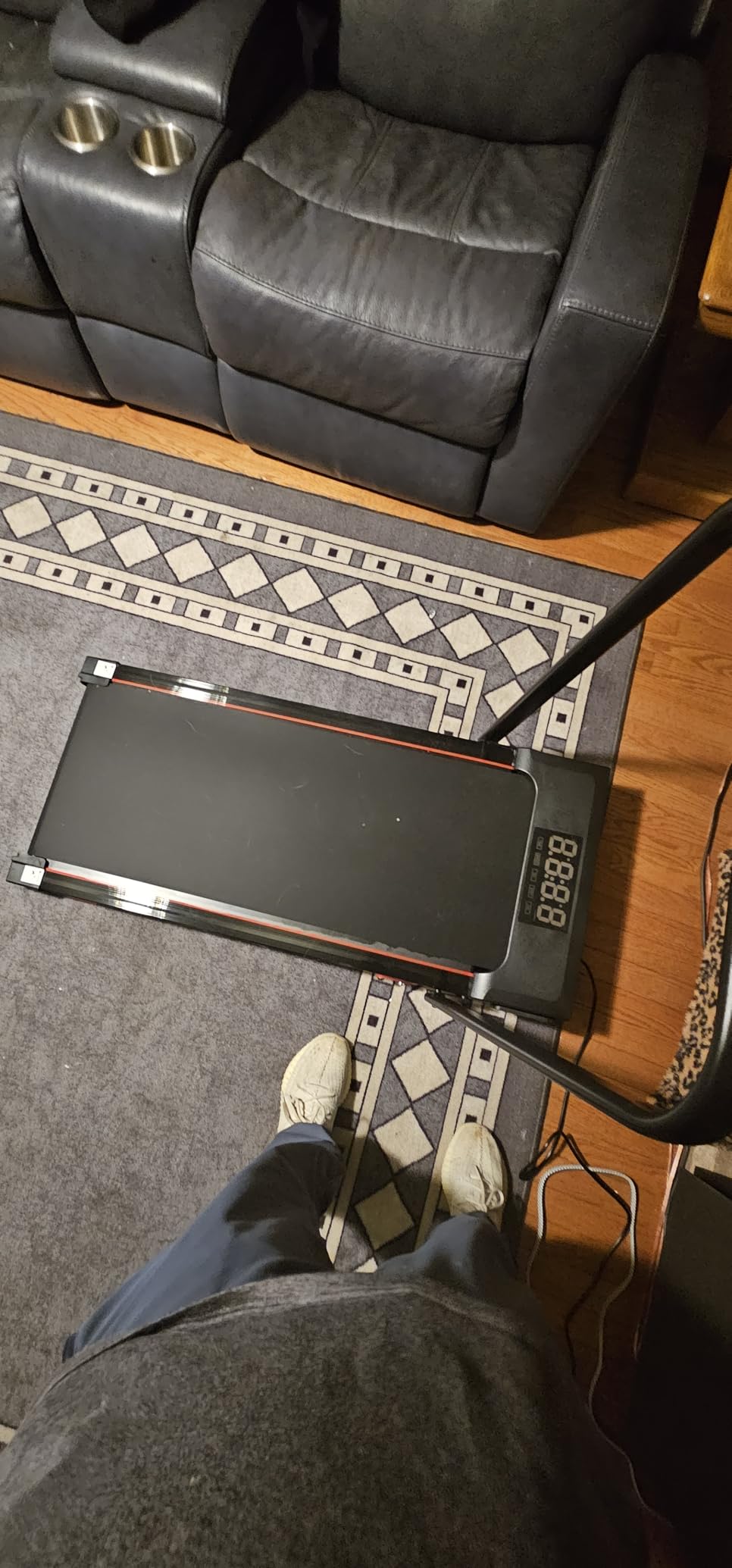 Walking Pad with Handle Bar and Incline, 3 in 1 Under Desk Treadmill with Hiking Mode, 2.5HP Low Noise Walking Treadmill Pad with Remote Control,Portable Treadmills for Home Office, Led Display - Customer Photo 2