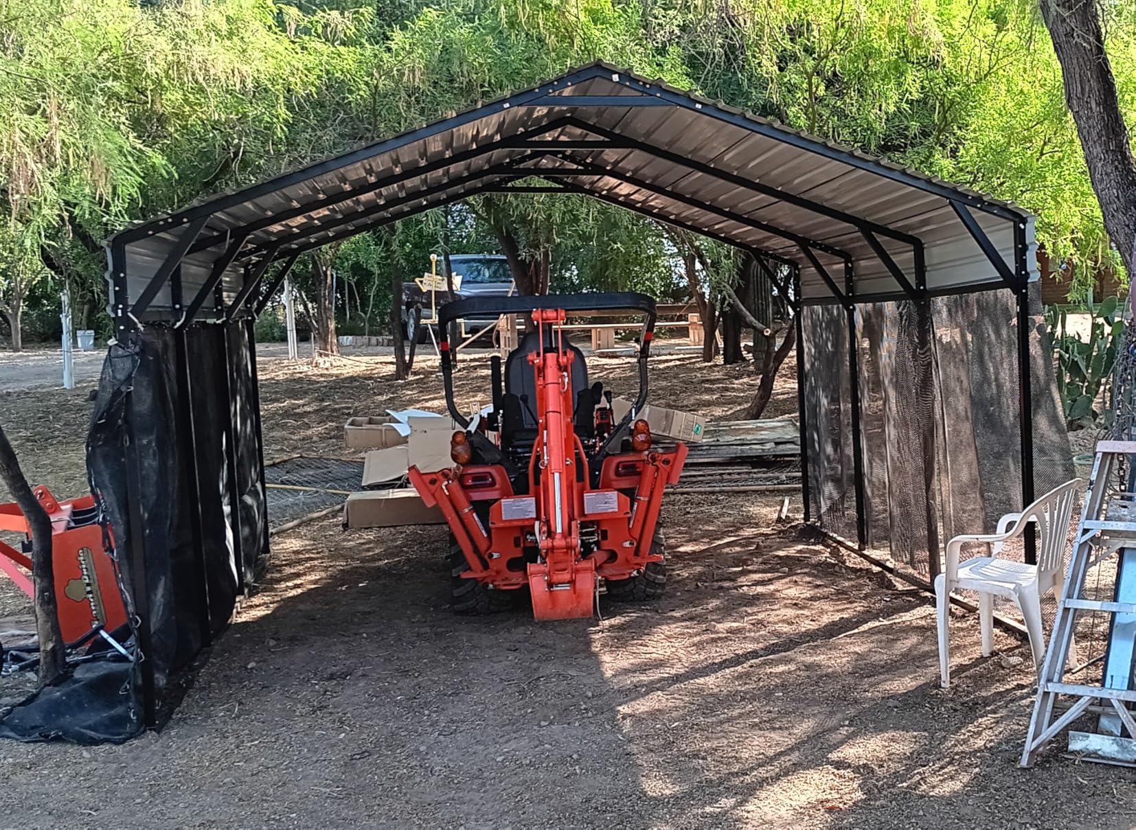 10x20 Ft Carport, Car Port with 200g PE Tarp, Roll-Up Doors, and 4 Windows, for Sedans, Bass Boats, Motos, ATVs, and SUVs, Gray - Customer Photo 1