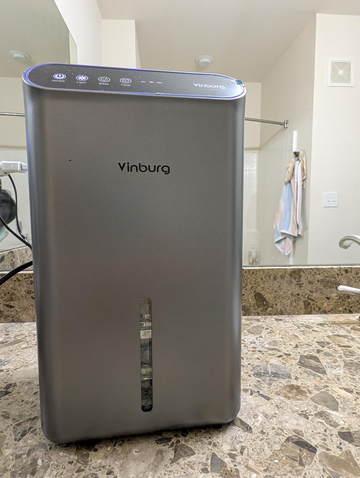 Dehumidifiers for Home (85 OZ Water Tank, 800 sq.ft) Quiet Small Dehumidifier for Basement Bedroom Bathroom with Drain Hose, 3 Gear Timer, Sleep Mode, Auto Shut Off, 7 Color Ambient Light - Customer Photo 1
