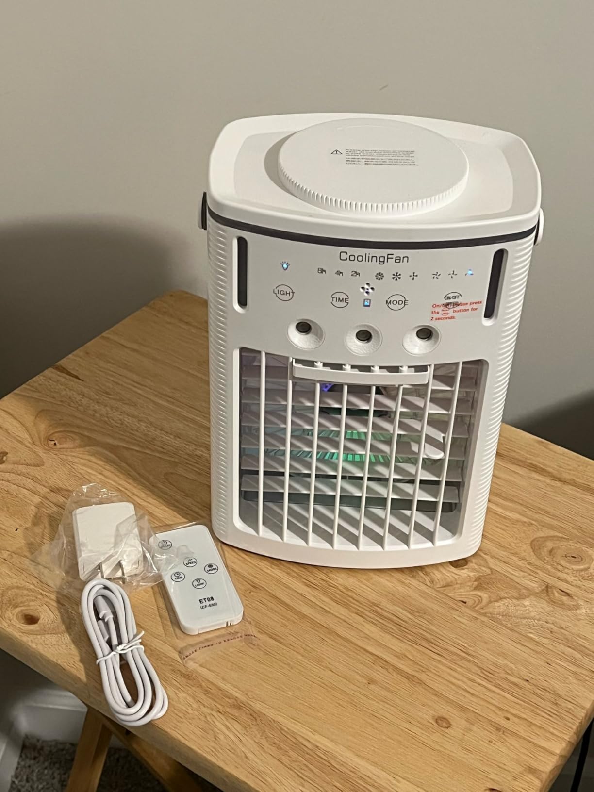 Portable Air Conditioners, Air Cooler with Remoter Evaporative Personal Mini AC, 3 Wind Speed, 2-4-8H Timer, 3 Modes, Colorful Night Light, Portable AC for Room, Car, Bedroom, Camping - Customer Photo 1