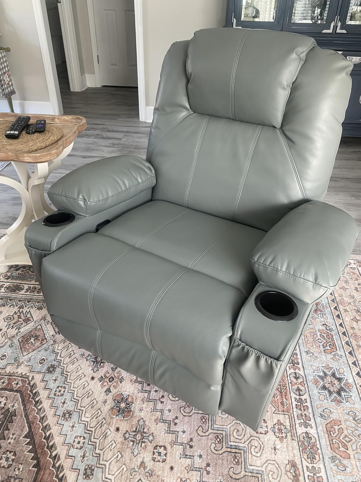 Swivel Rocker Recliner Chair with Heat and Massage, 360 Degree Swivel Recliner Chair with Cup Holders and USB Port, Big Oversized Rocking Single Sofa - Customer Photo 1