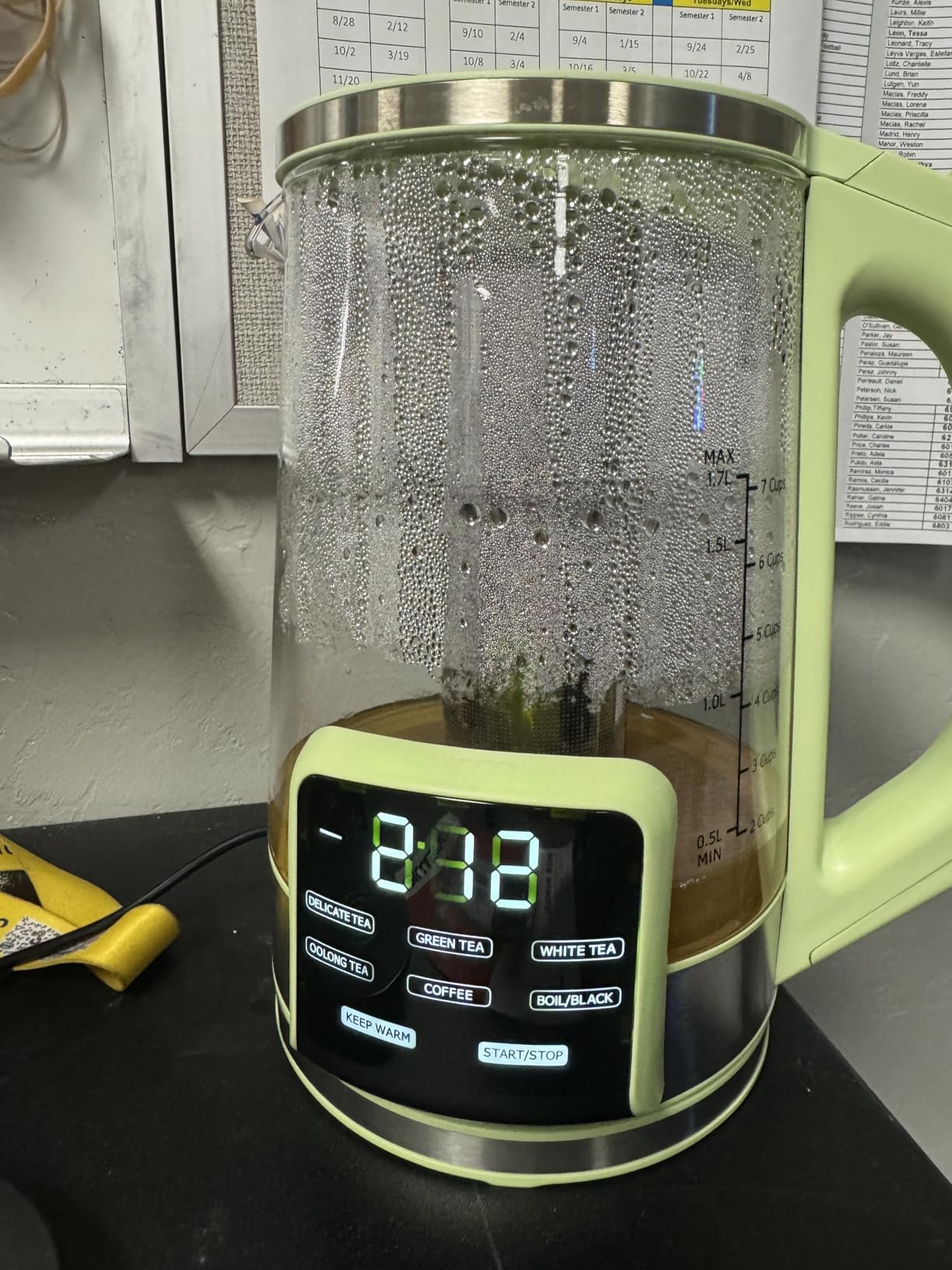 Gourmia Electric Programmable Glass Kettle – 1.7L Temperature Control Tea & Coffee Kettle with Digital Touch Display, 6 Presets, Keep Warm, Removable Stainless Steel Infuser, 360° Swivel Base – Red - Customer Photo 1