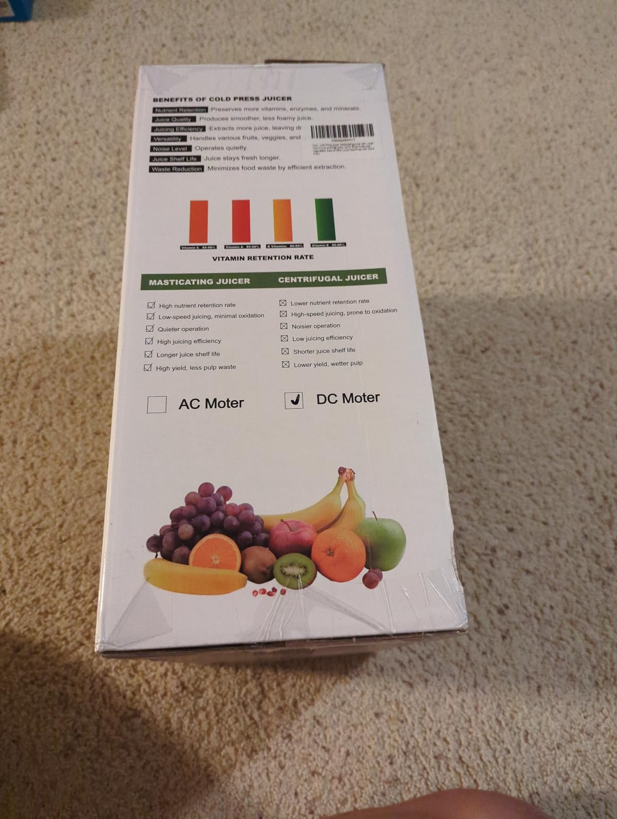 Cold Press Juicer, 5.5inch Wide Feed Chute Juicer Machine, Slow Masticating Juicer for Whole Vegetables & Fruits, Black - Customer Photo 1