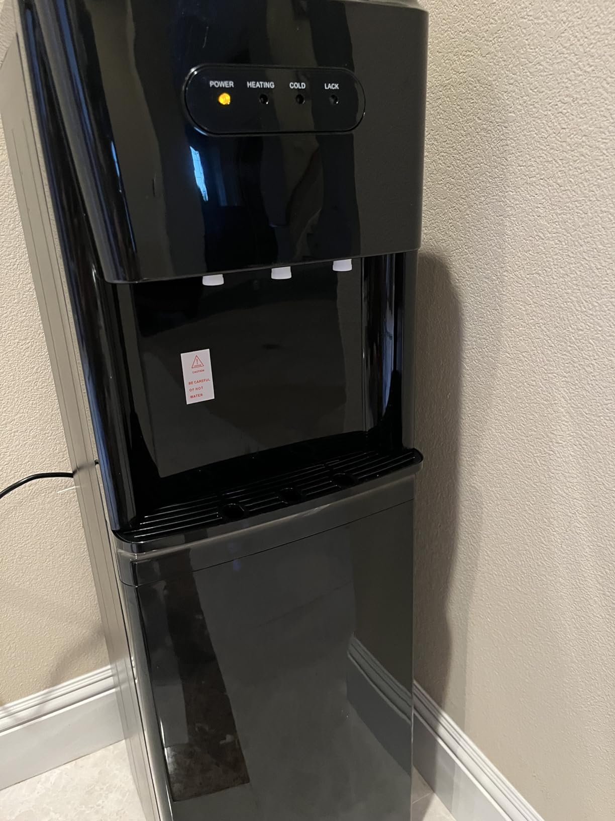 Bottom Loading Water Cooler Dispenser for 3 or 5 Gallon Bottles - Water Dispenser with Hot, Room & Cold Spouts, LED Display with Empty Bottle Alert, Child Safety Lock, Ebony Black - Customer Photo 1