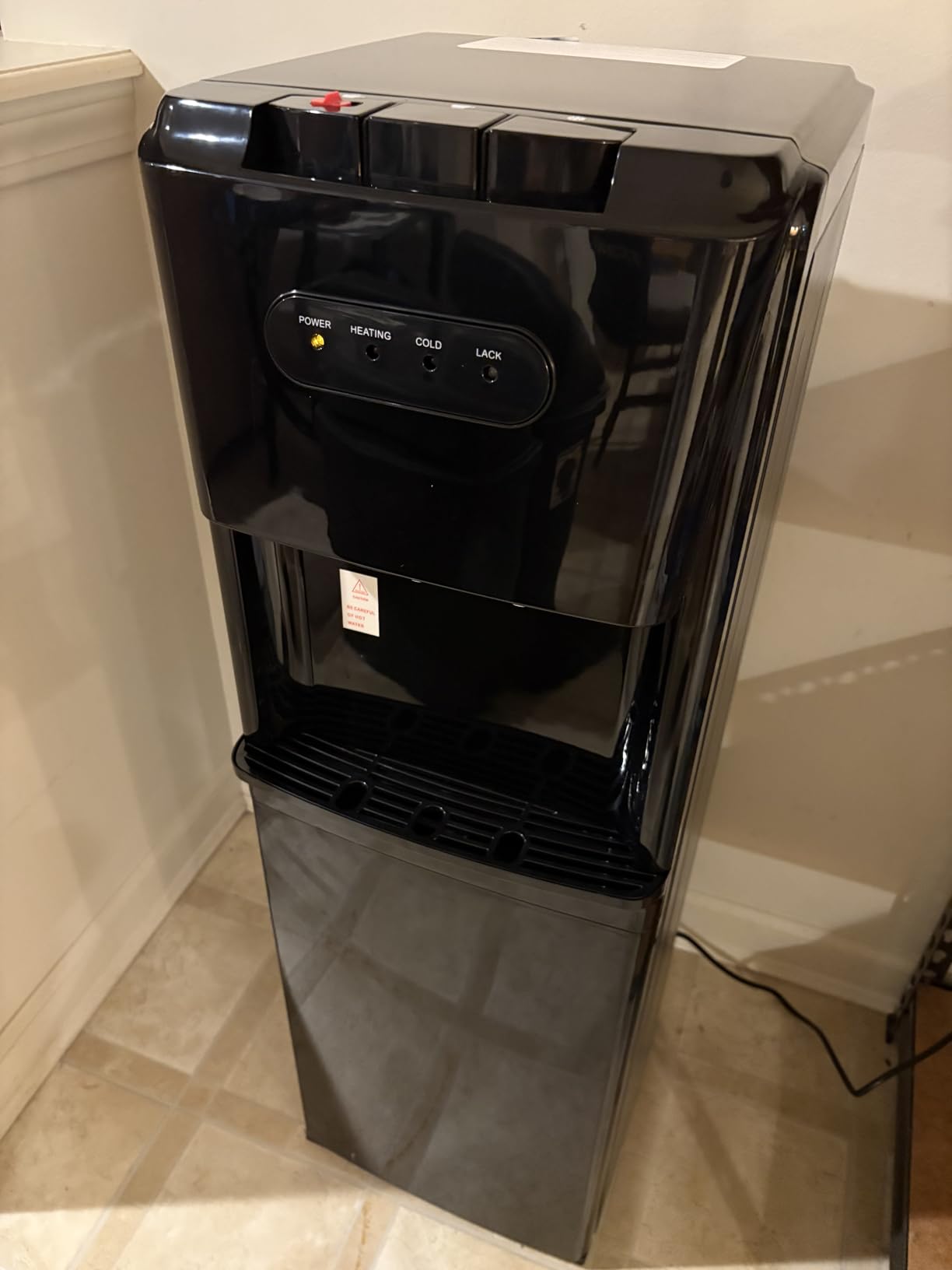 Bottom Loading Water Cooler Dispenser for 3 or 5 Gallon Bottles - Water Dispenser with Hot, Room & Cold Spouts, LED Display with Empty Bottle Alert, Child Safety Lock, Ebony Black - Customer Photo 2