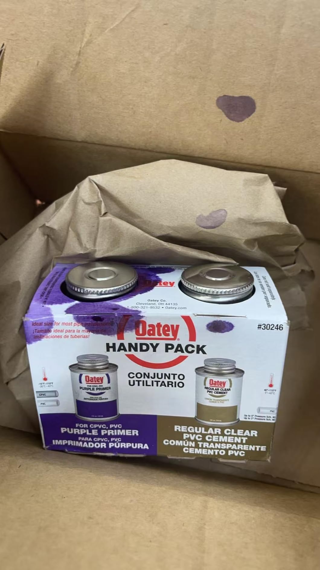 Oatey 30246 4 oz. PVC Regular Clear Cement and 4 oz. NSF Purple Primer Handy Pack Customer Review Oatey 30246 4 oz. PVC Regular Clear Cement and 4 oz. NSF Purple Primer Handy Pack - Customer Photo 2