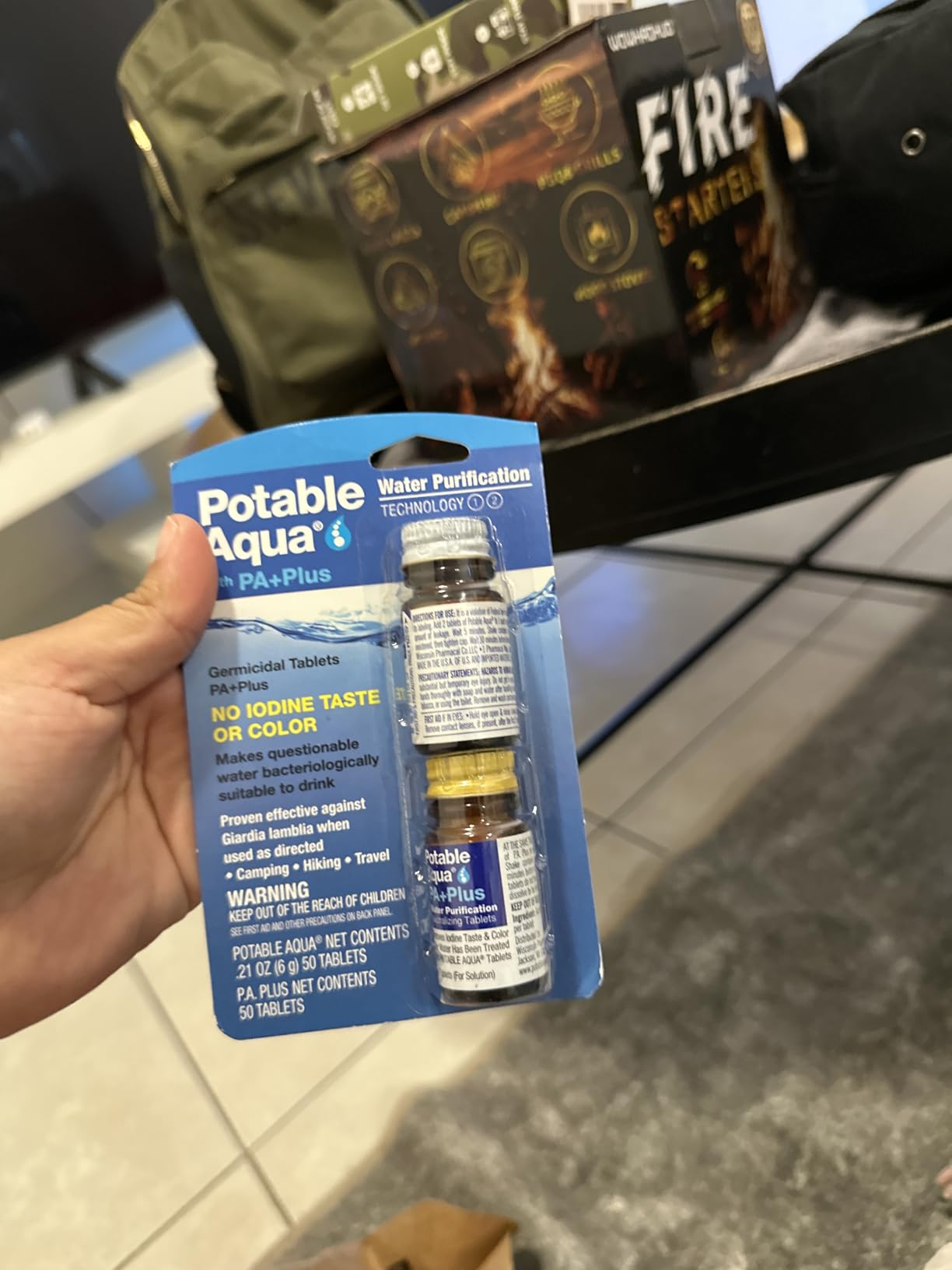 Potable Aqua Water Purification Tablets with PA Plus, Portable and Effective Solution for Camping, Hiking, Emergencies, Natural Disasters and International Travel, Two 50ct Bottles - Customer Photo 2