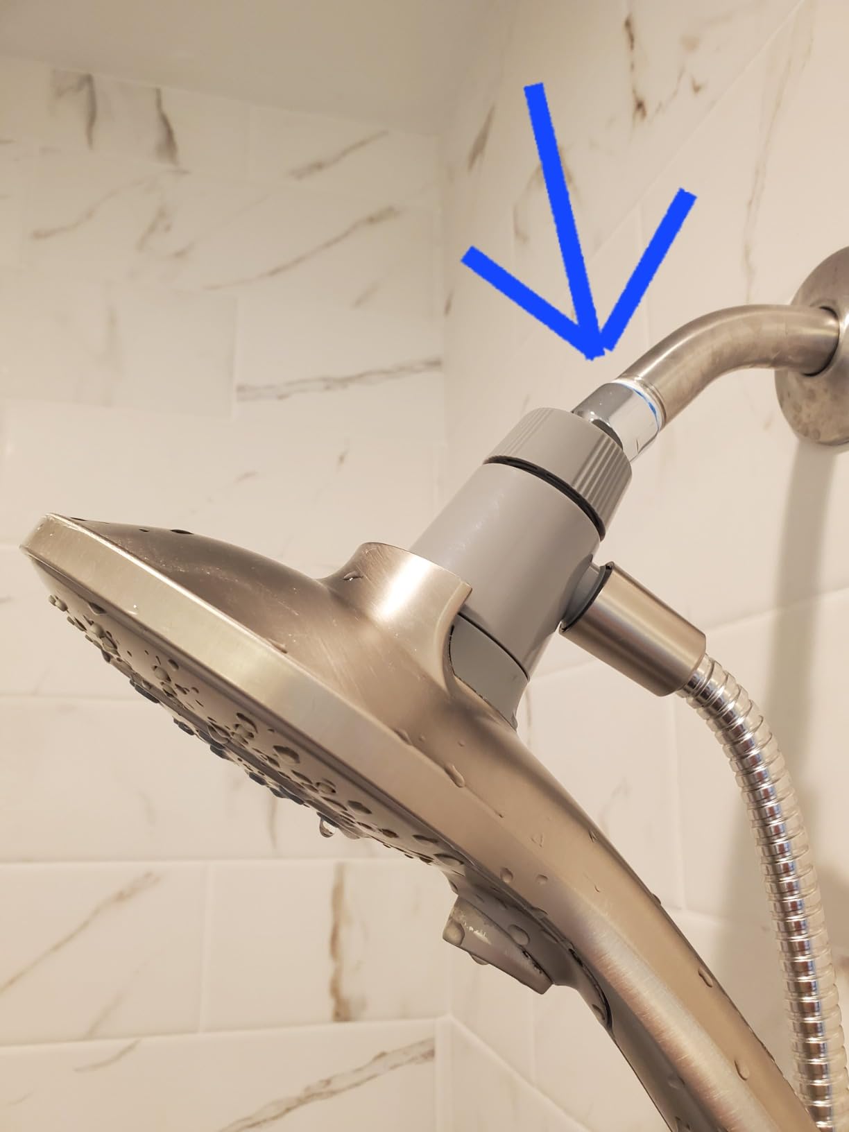 LASCO 08-2465 1/2-Inch Iron Pipe Shower Arm Ball Adapter, Chrome Plated - Customer Photo 1