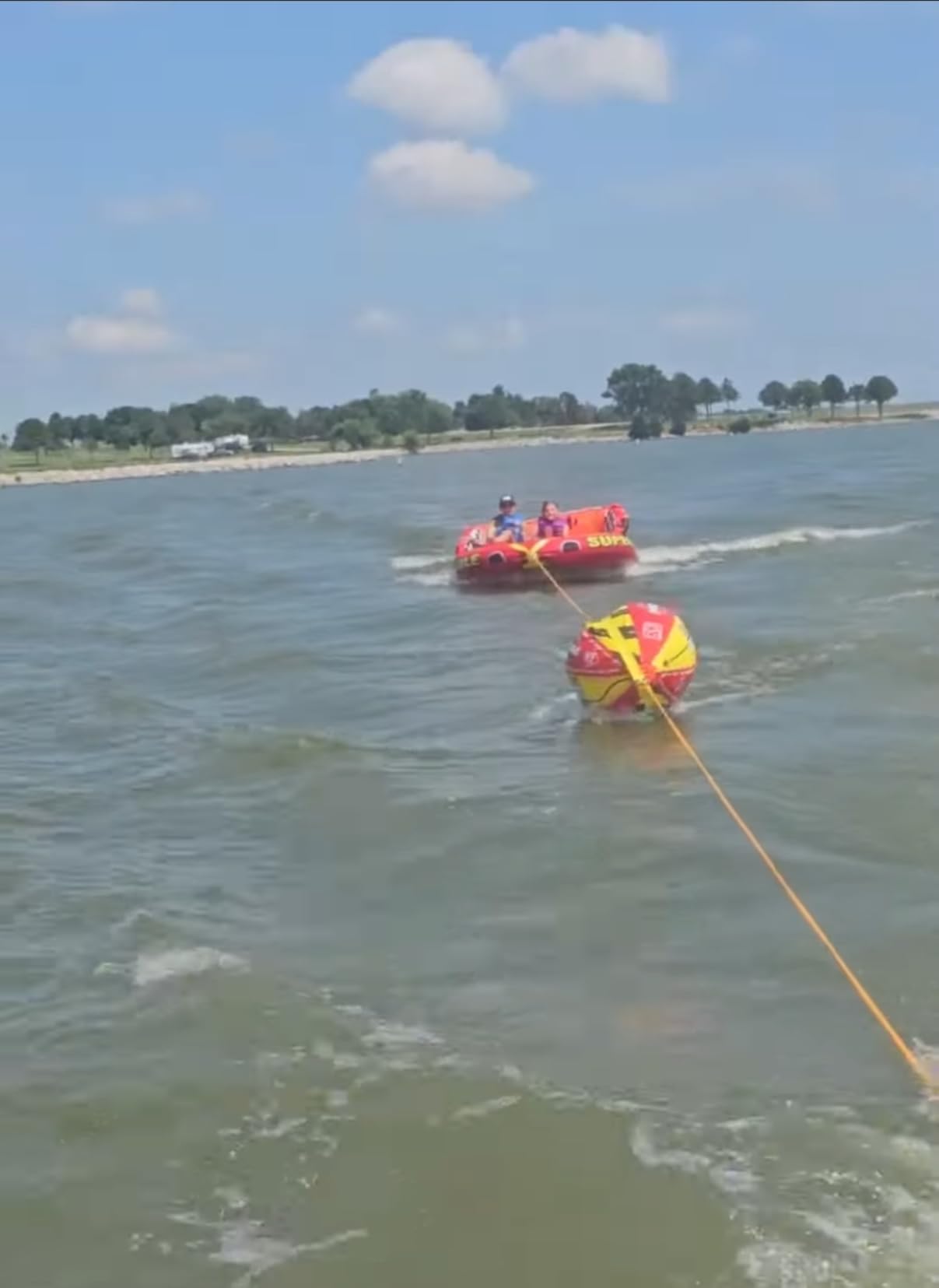 Airhead Mable Inflatable Towable Tube, 1-4 Rider Models, Dual Tow Points, Full Nylon Cover, EVA Foam Pads, Patented Speed Valve, Boat Tubes and Towables - Customer Photo 4